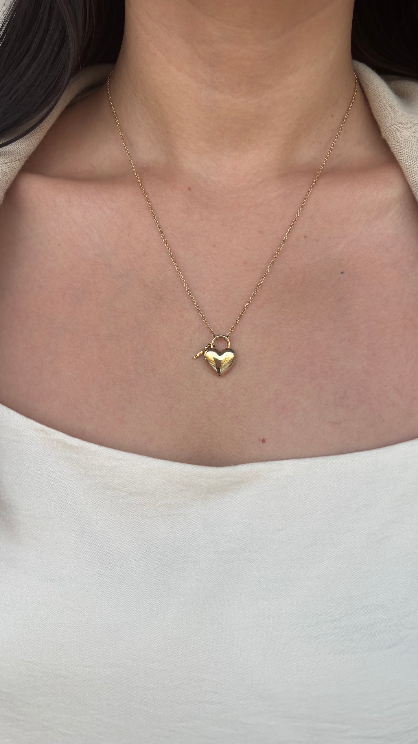 Heart Padlock Locket In Solid Gold 18K & 14K