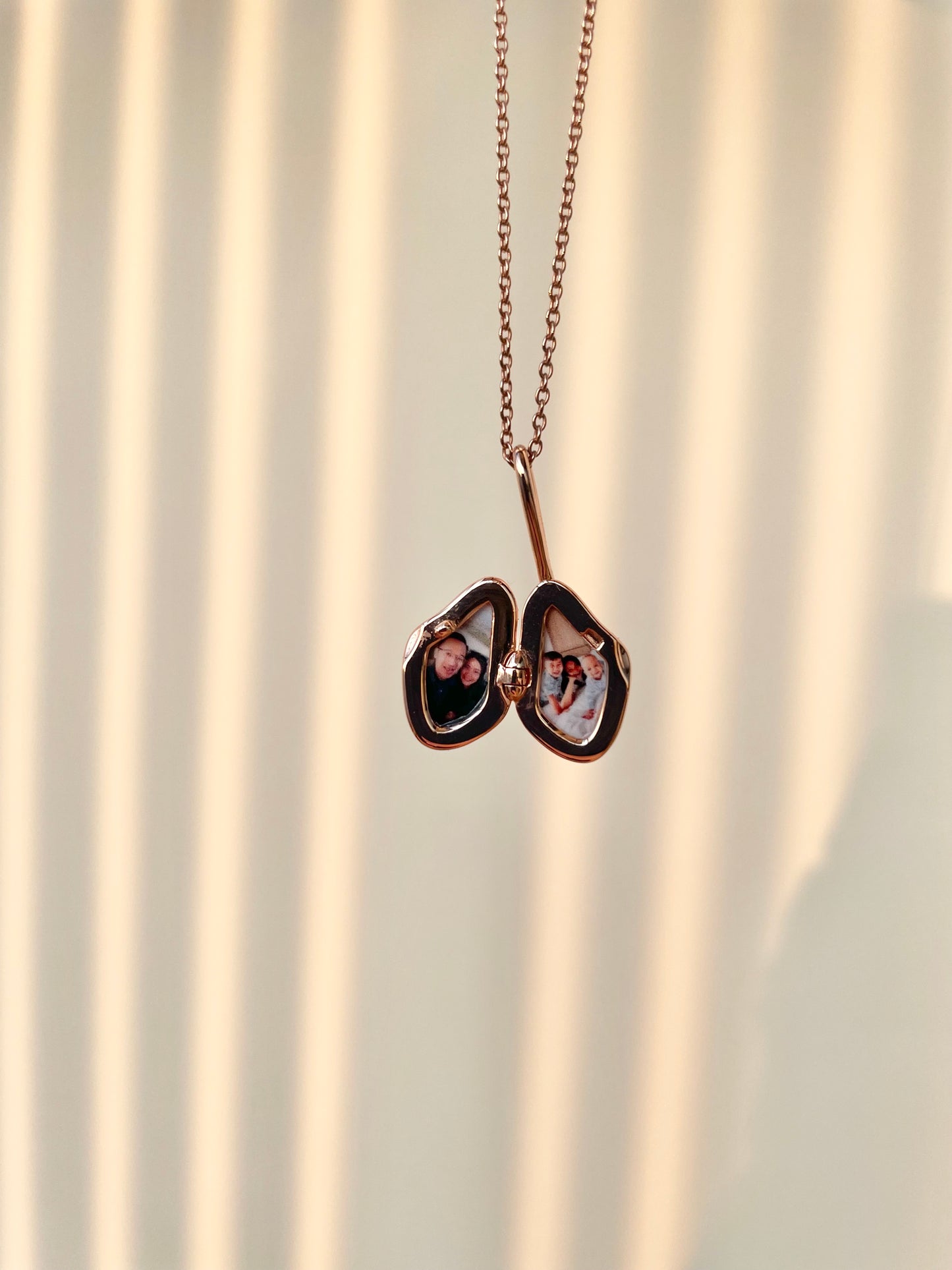 Islet Locket with Rose Quartz in Solid Gold 18K