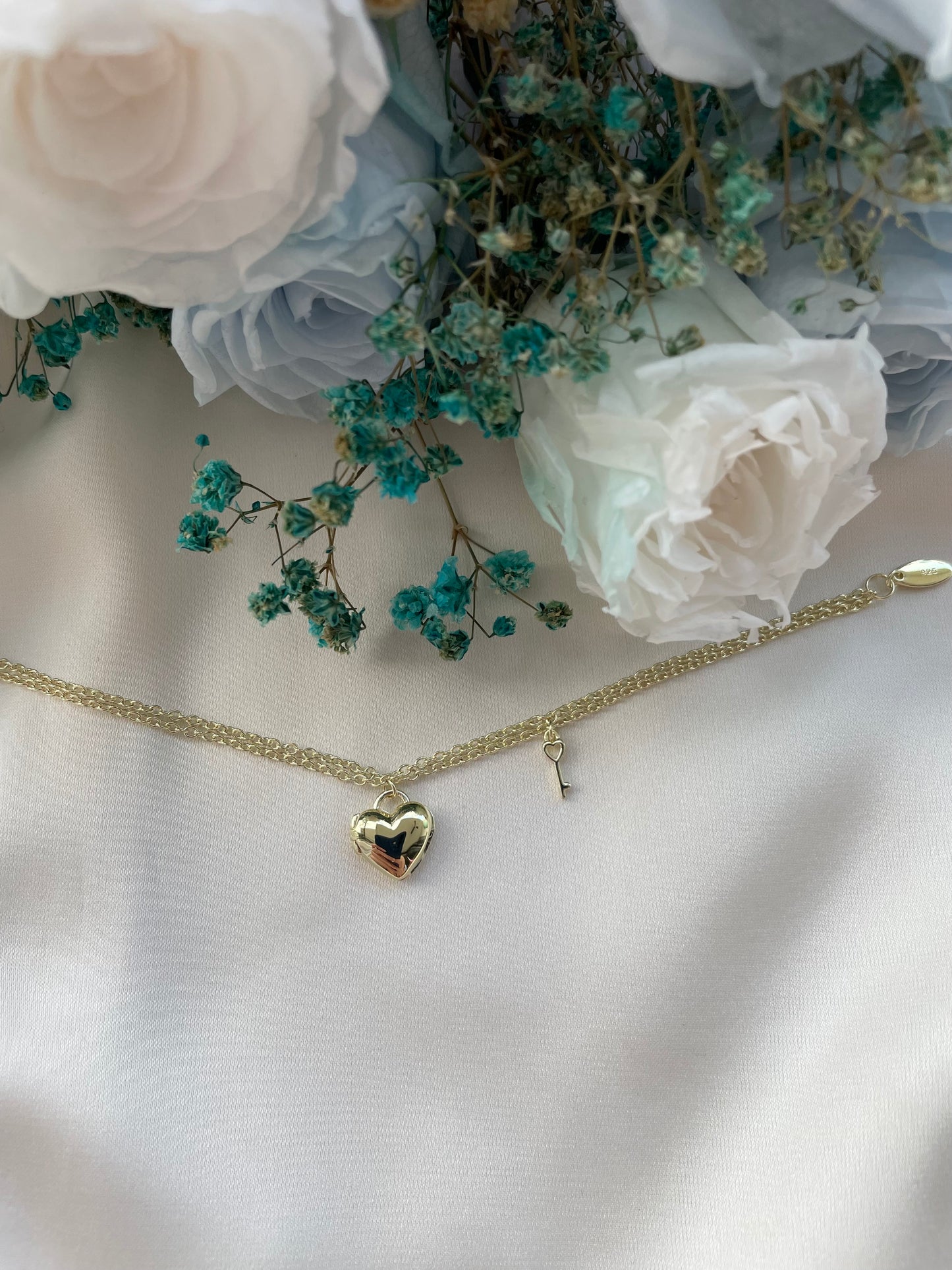 Heart Padlock Bracelet (Cable Chain) in Gold Vermeil
