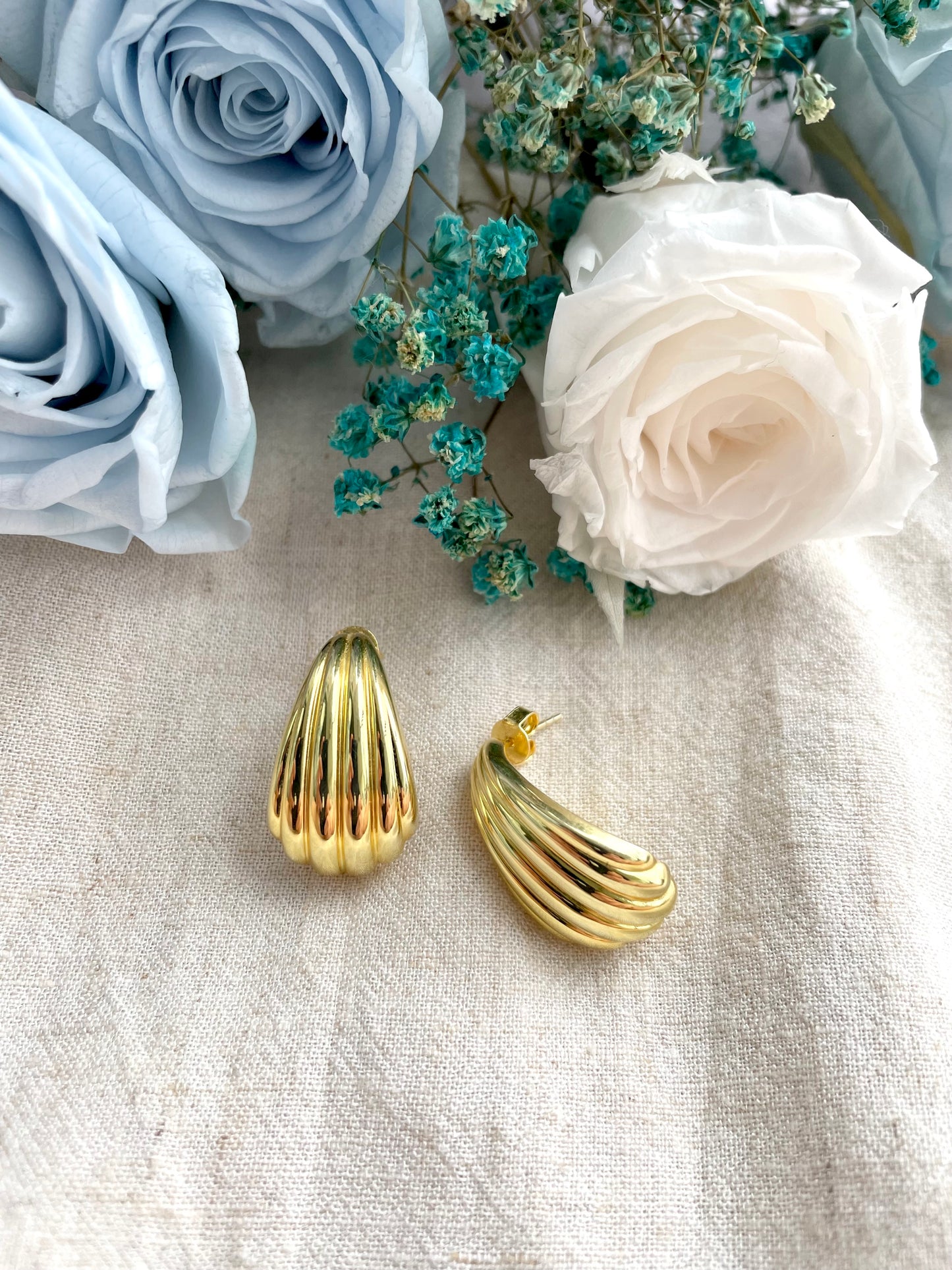 Curved Shell Earrings in Gold Vermeil