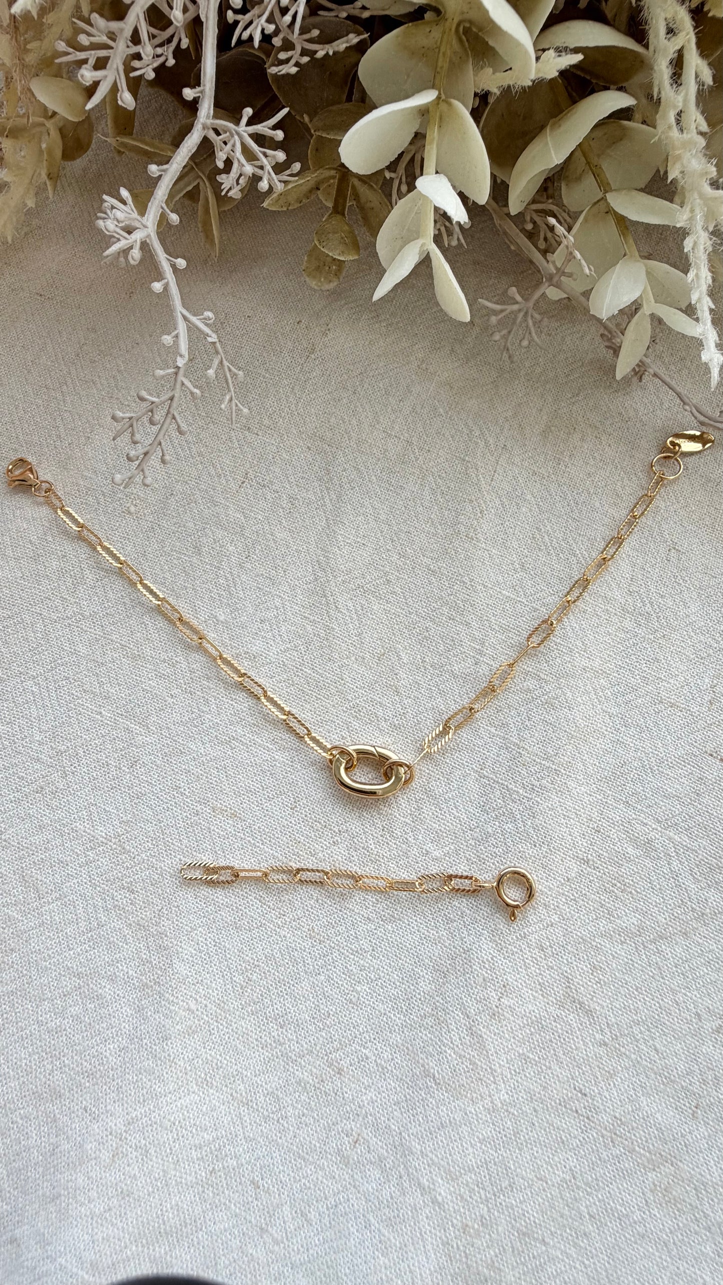 Paperclip Charm Locket Bracelet (Chain Only - Gold Vermeil)