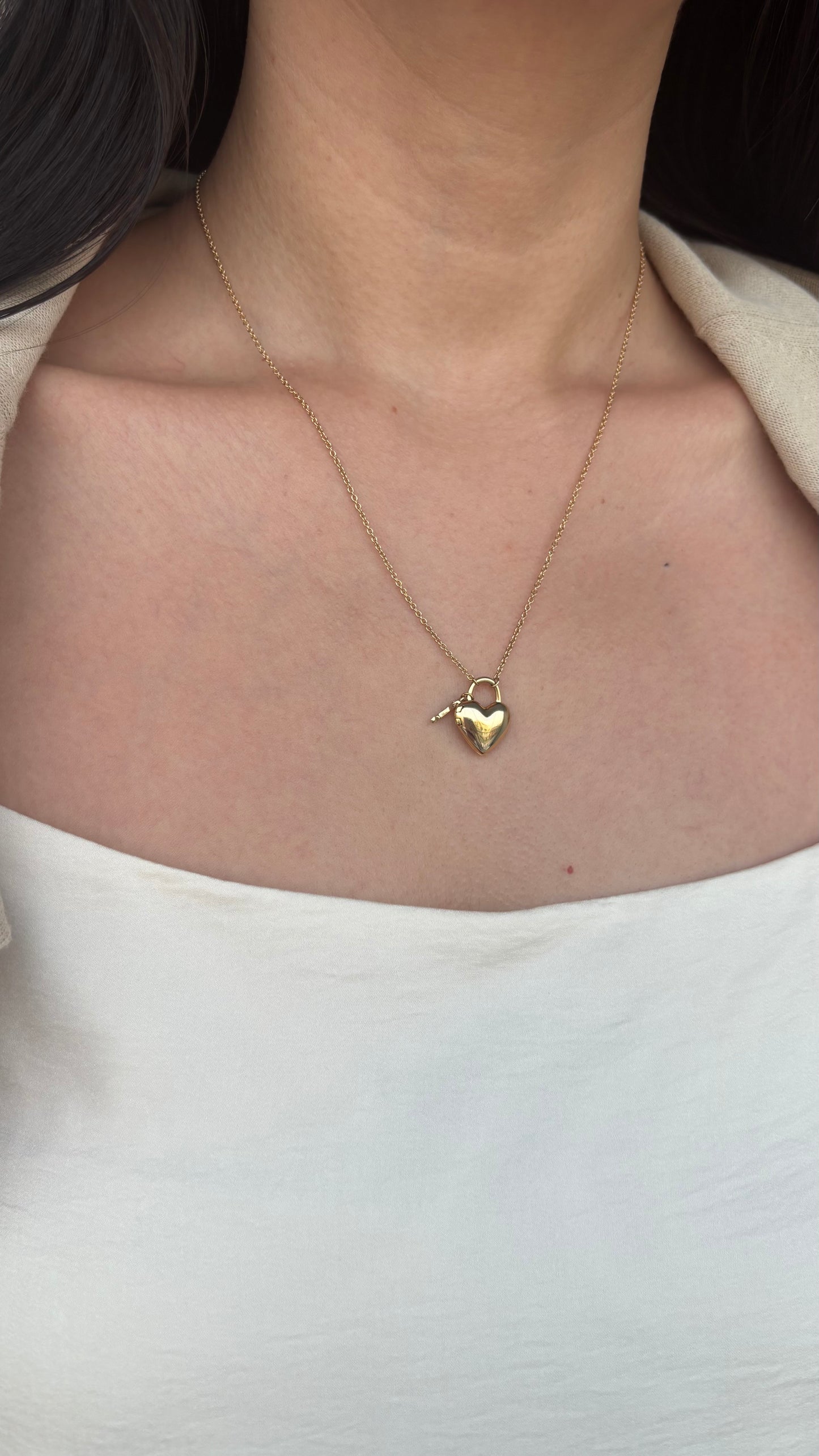 Heart Padlock Locket In Solid Gold 18K & 14K