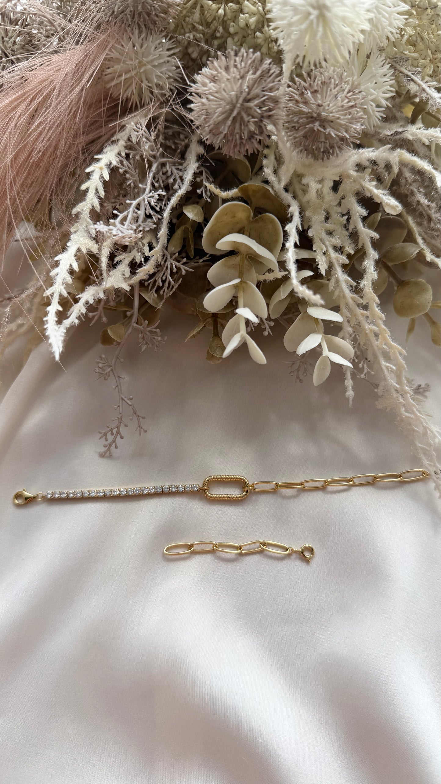 Tennis Paper Clip Charm Locket Bracelet (Chain Only - Gold Vermeil)