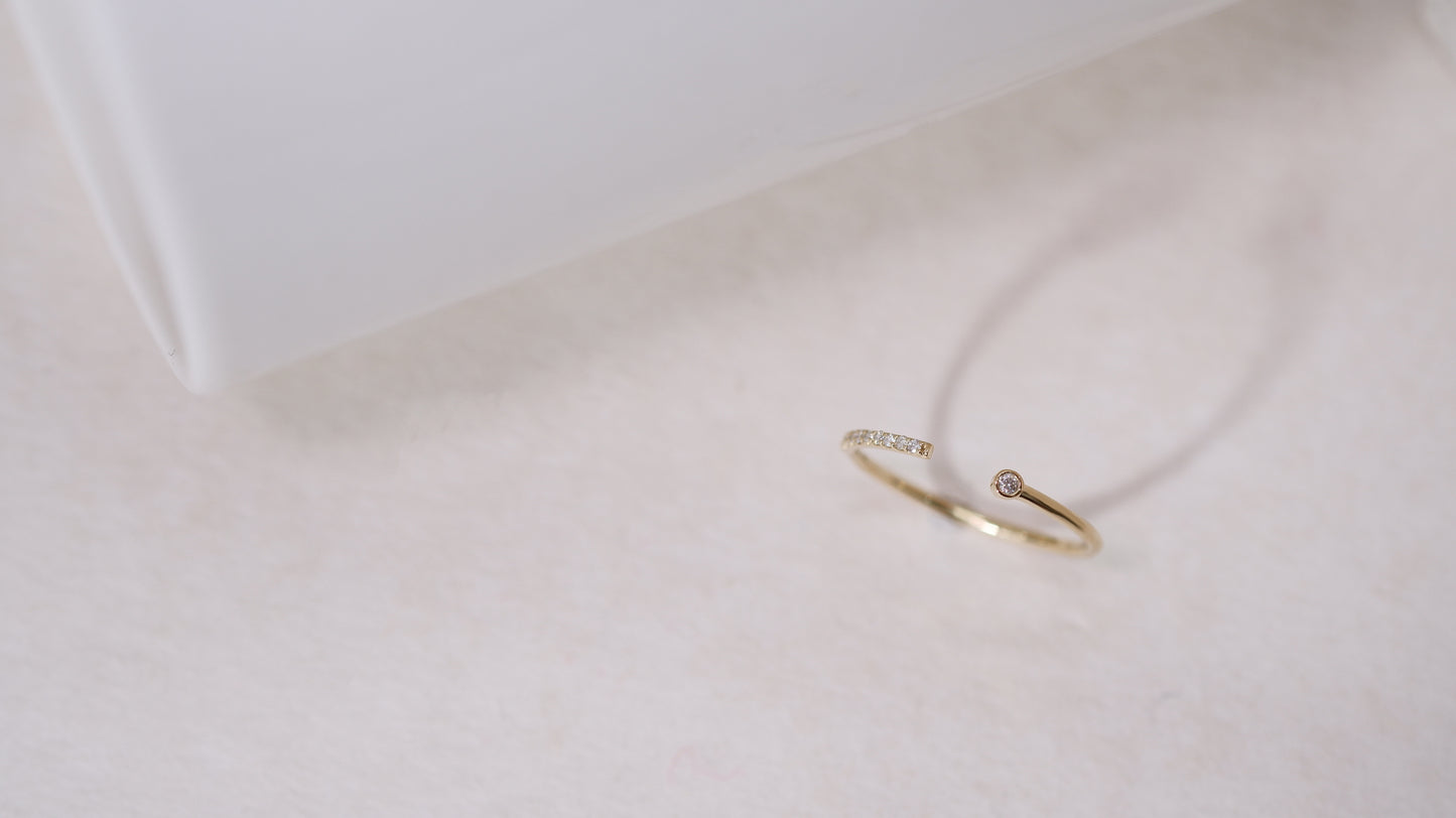 (Instock) 18K Open Wrap Pave Diamond Ring