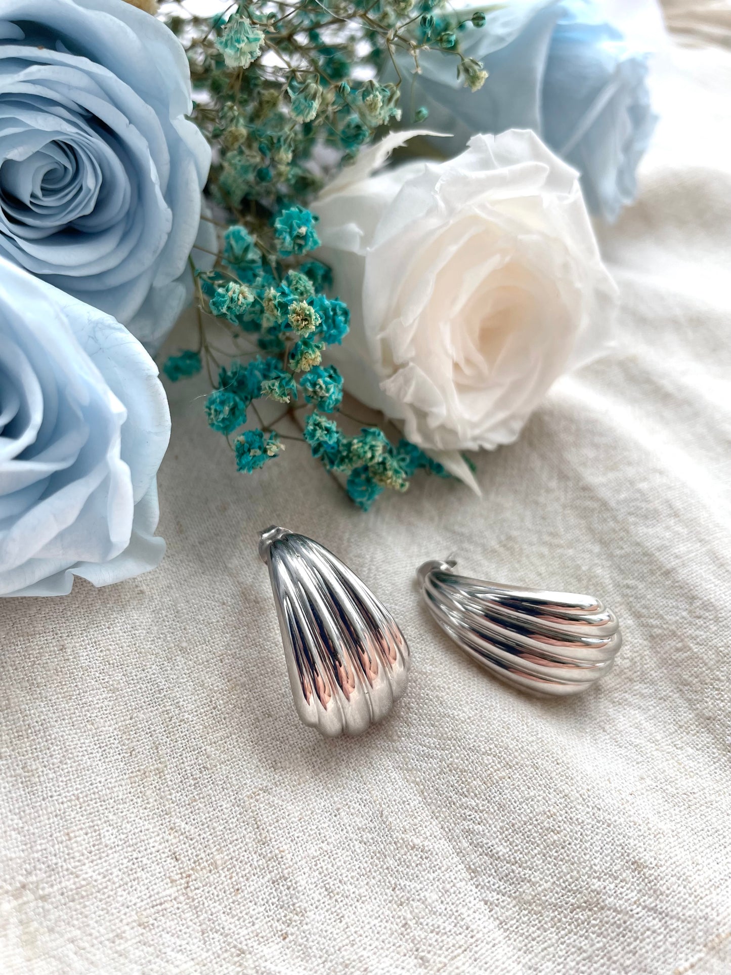Curved Shell Earrings in Sterling Silver