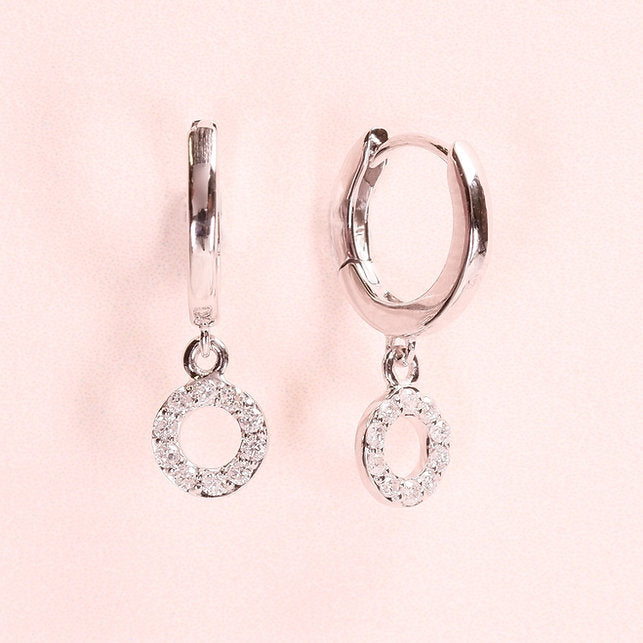 (Instock) 18K Circle Diamond Swing Earrings
