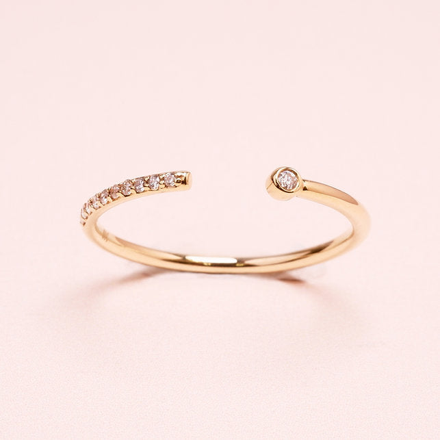 (Instock) 18K Open Wrap Pave Diamond Ring