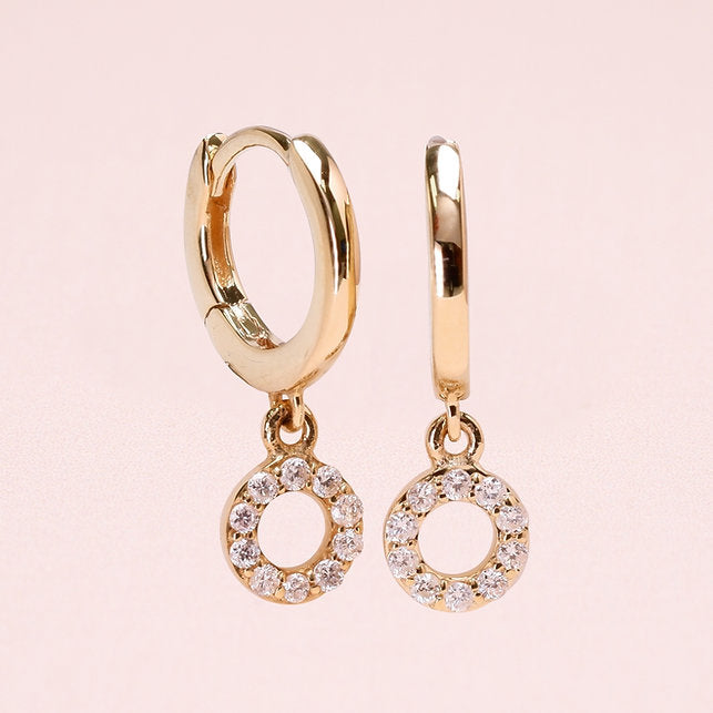 (Instock) 18K Circle Diamond Swing Earrings