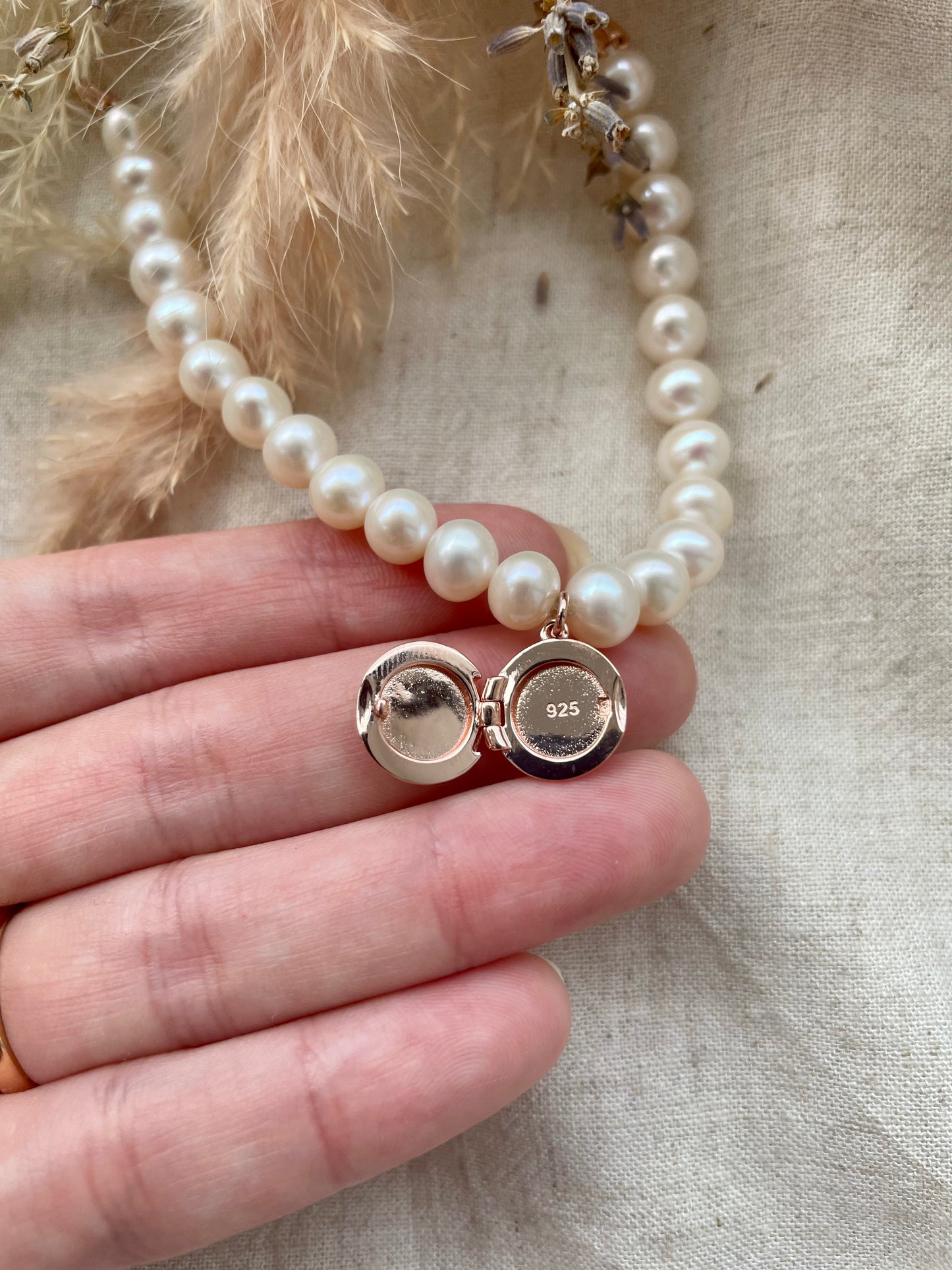 Pearl Bracelet Locket in Rose Gold Vermeil