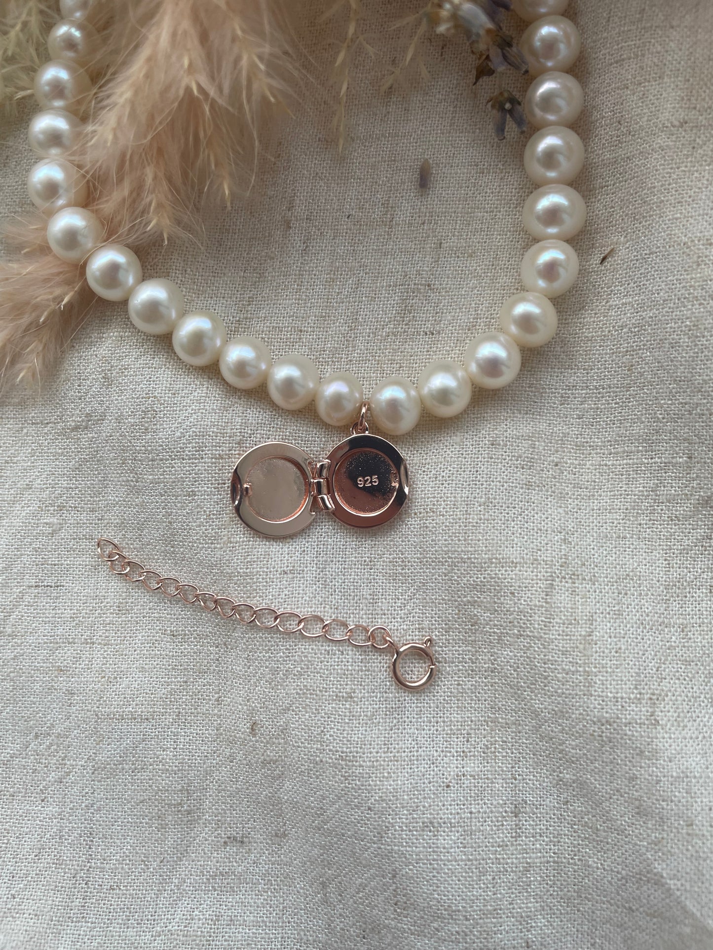 Pearl Bracelet Locket in Rose Gold Vermeil