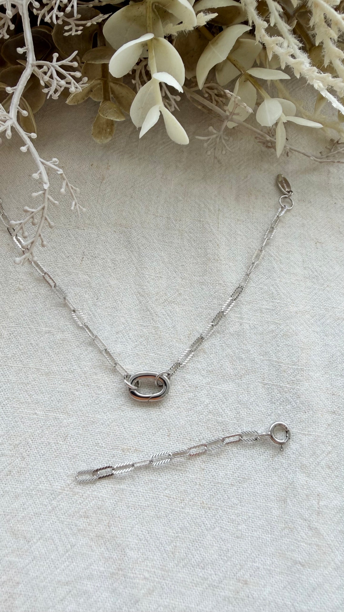 Paperclip Charm Locket Bracelet (Chain Only - Silver)