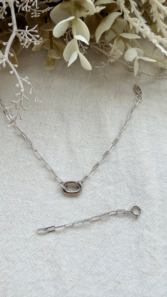 Paperclip Charm Locket Bracelet (Chain Only - Silver)
