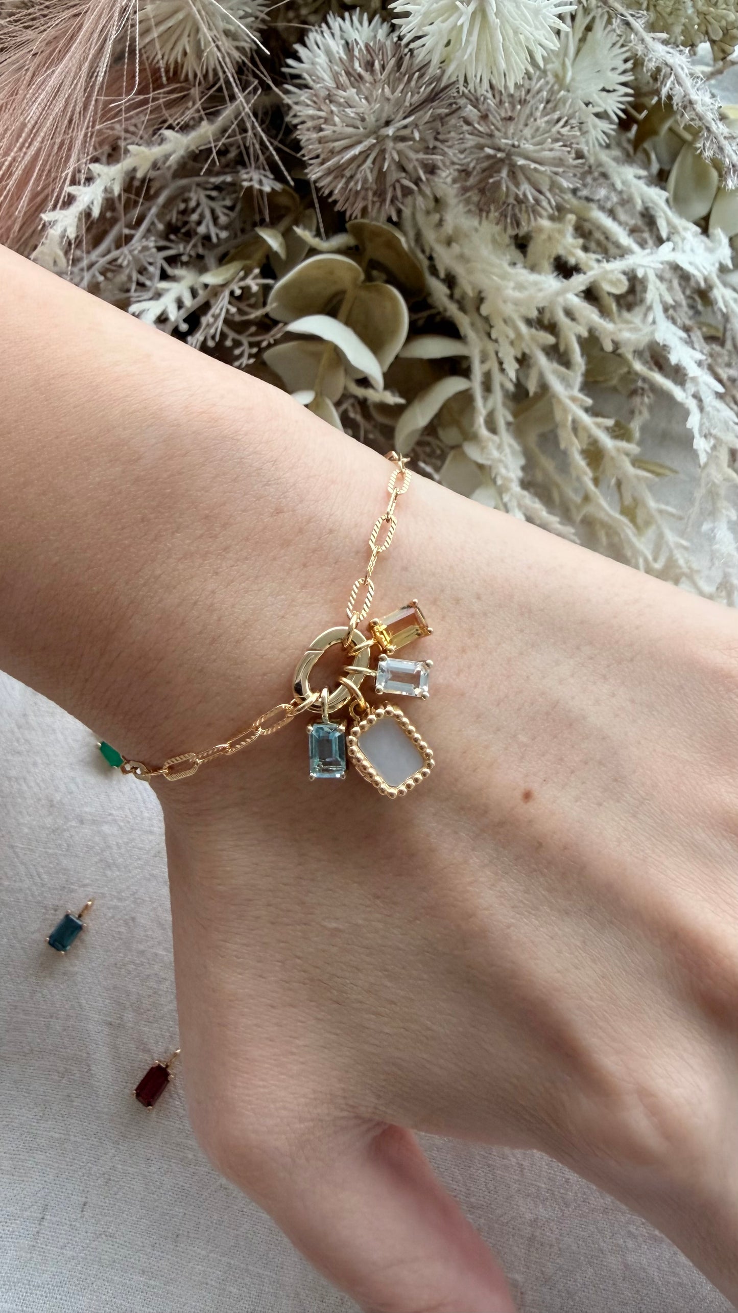 Paperclip Charm Locket Bracelet (Gold Vermeil)