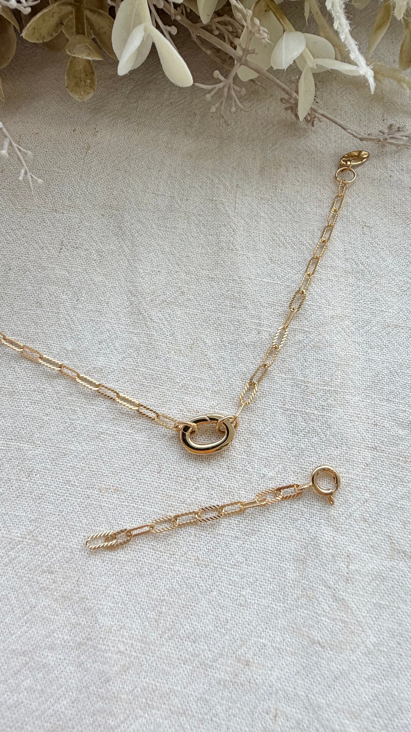 Paperclip Charm Locket Bracelet (Chain Only - Gold Vermeil)