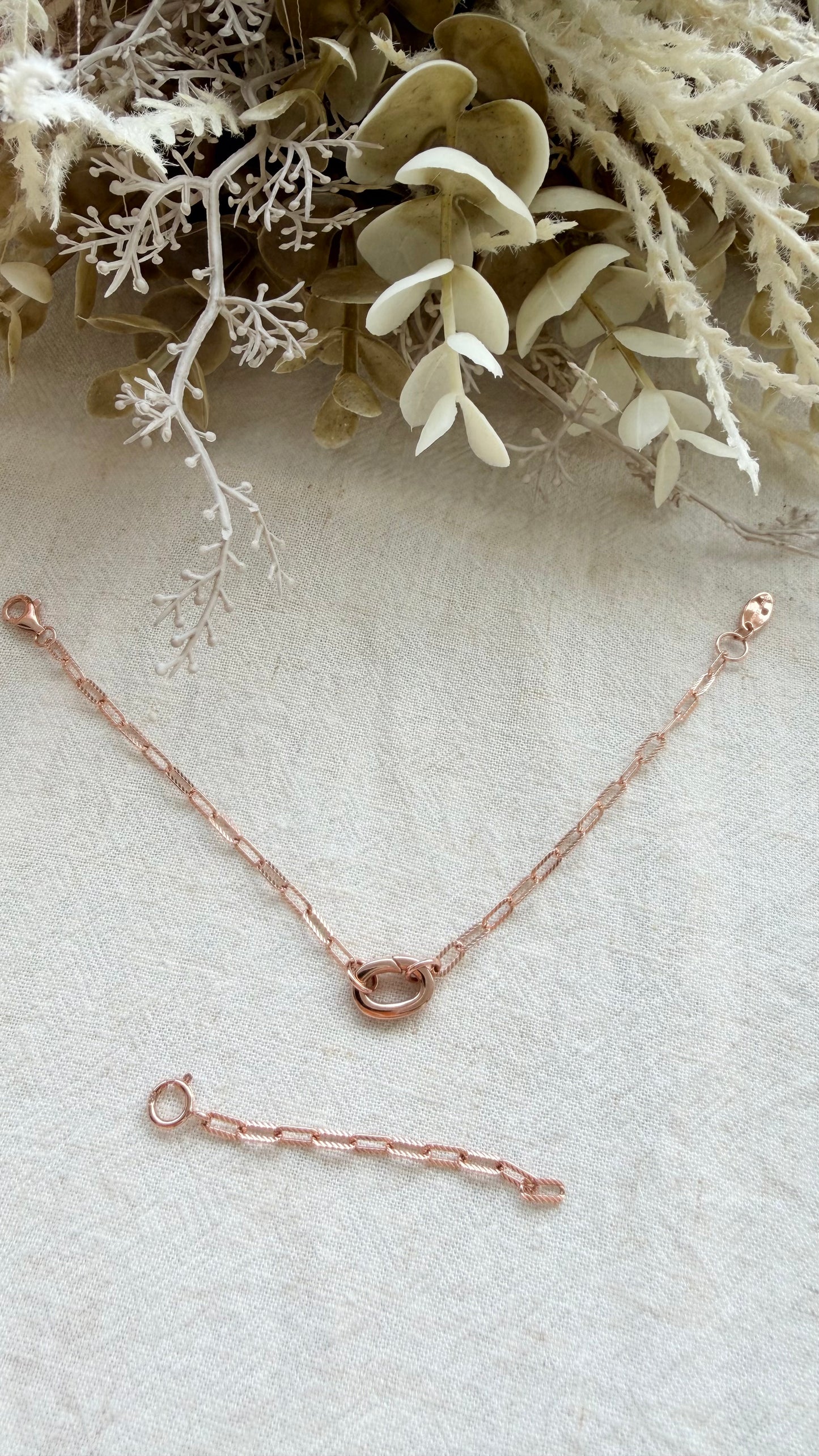 Paperclip Charm Locket Bracelet (Chain Only - Rose Gold Vermeil)