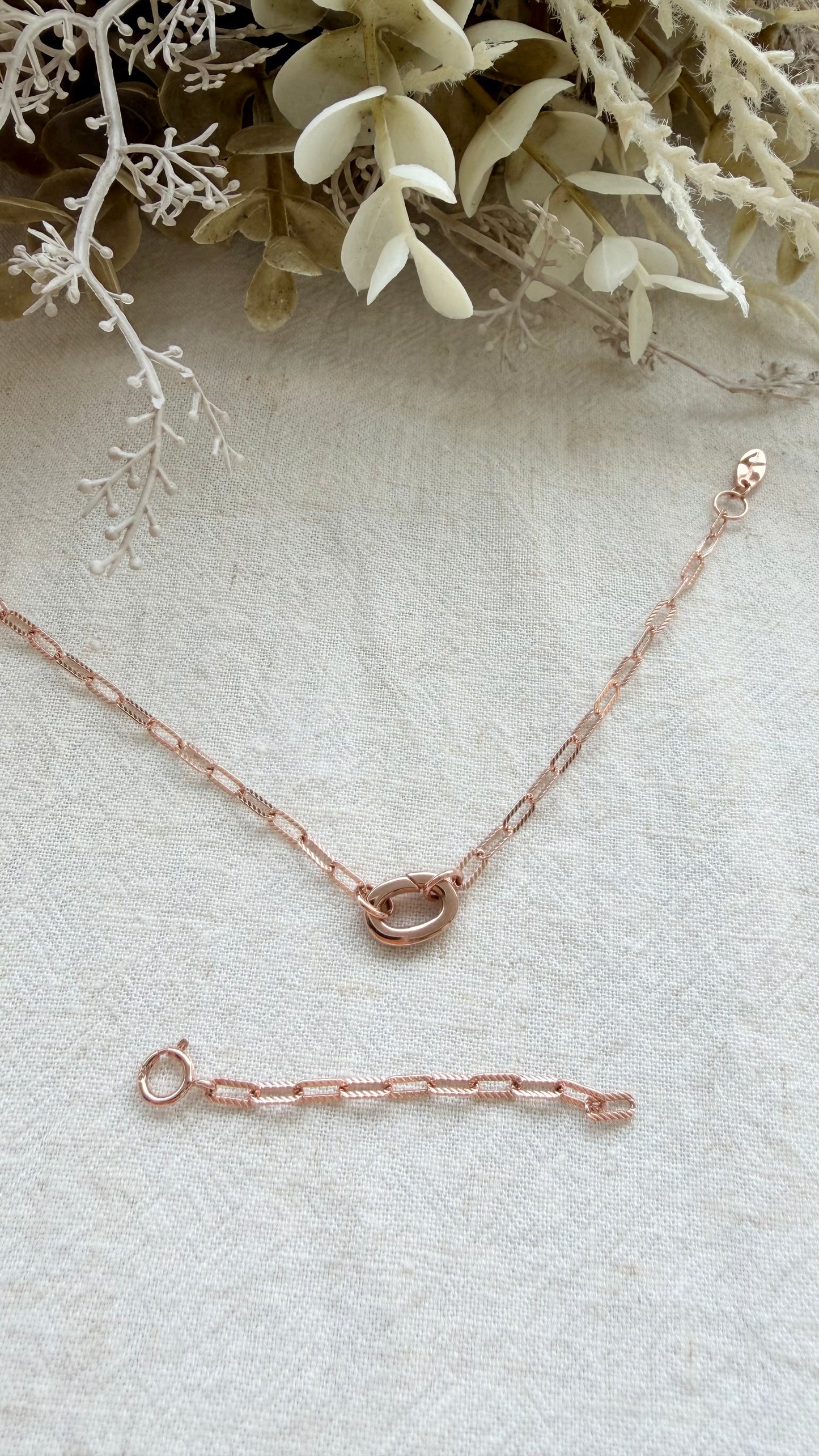 Paperclip Charm Locket Bracelet (Chain Only - Rose Gold Vermeil)