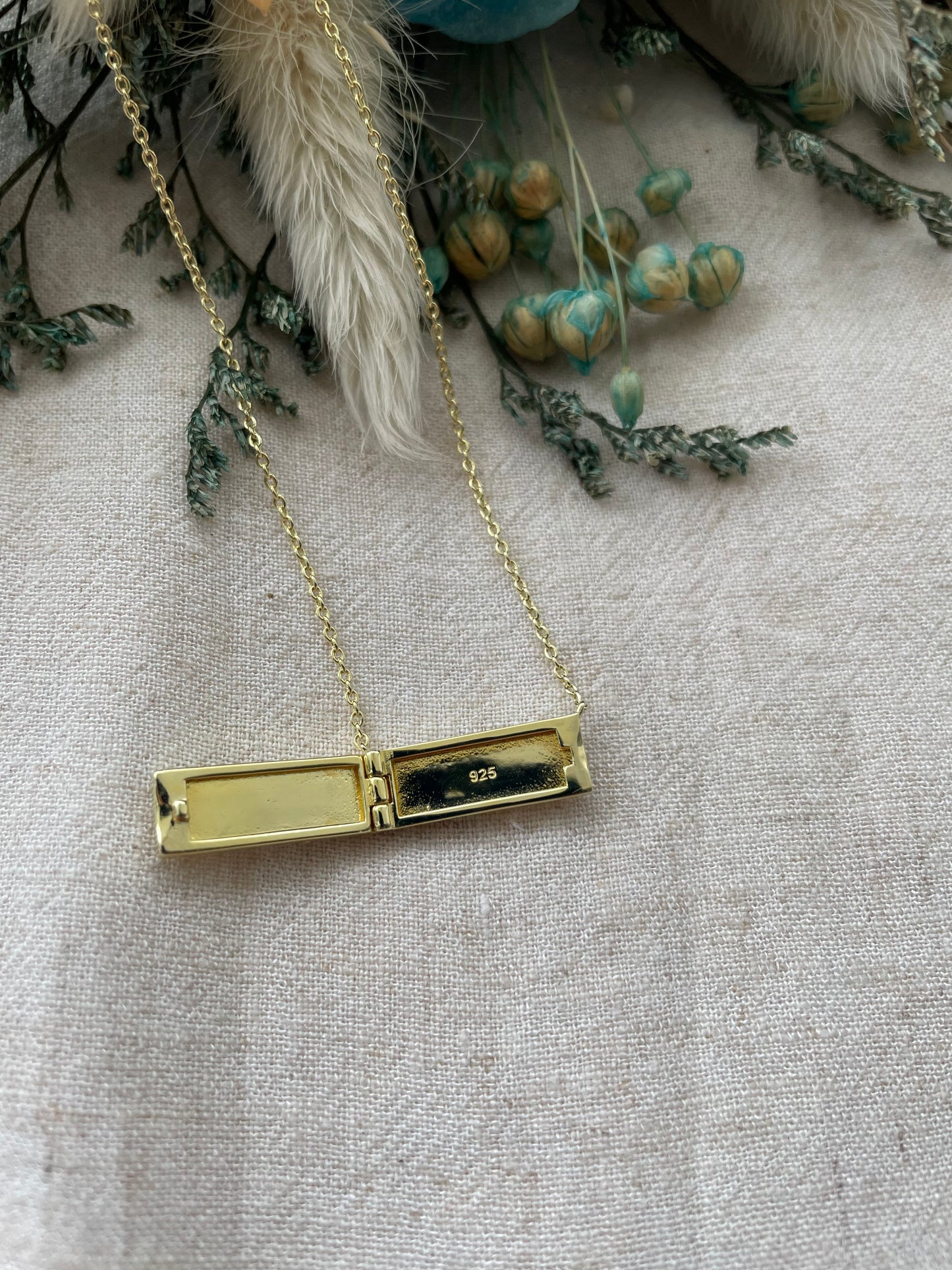 Mother of Pearl Bar Locket in Gold Vermeil