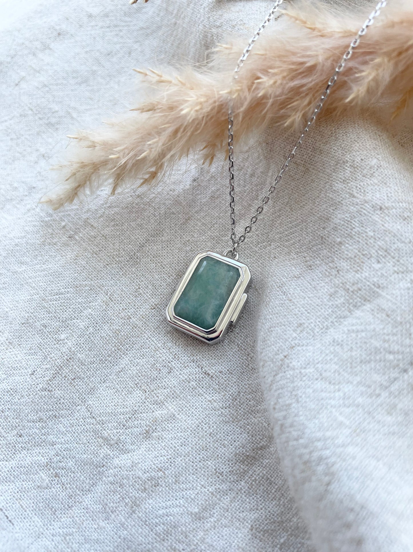 Blue Aventurine Locket in Sterling Silver