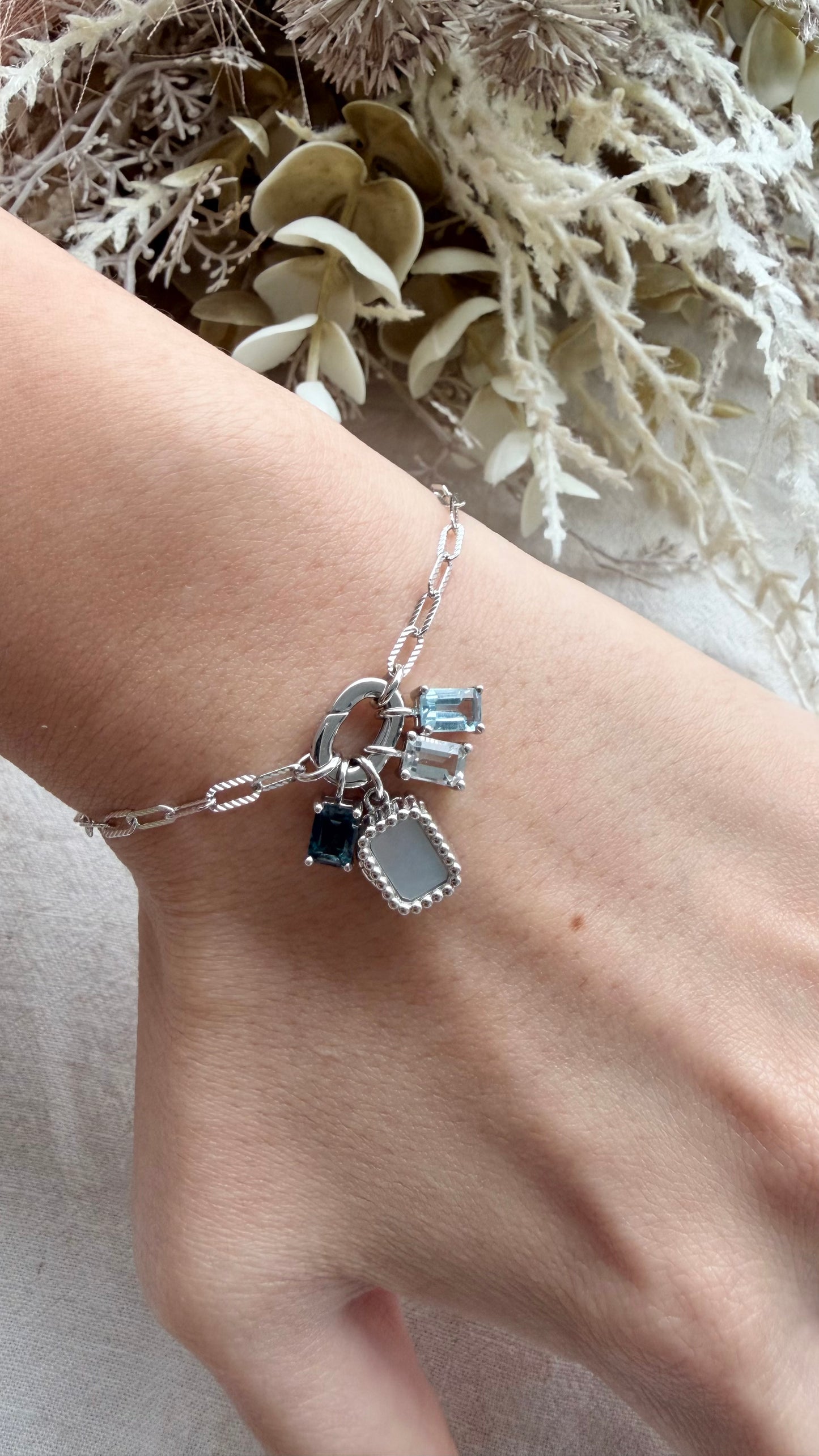 Paperclip Charm Locket Bracelet (Silver)