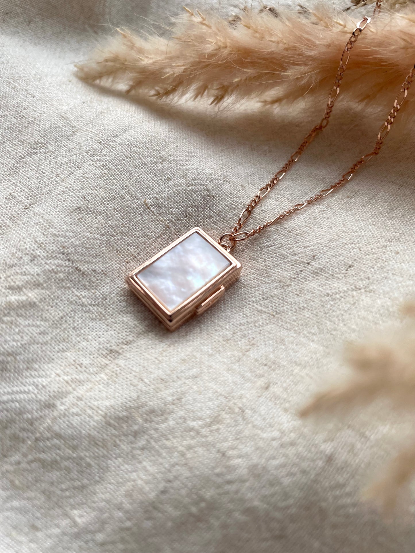 Mother Of Pearl Locket in Rose Gold Vermeil