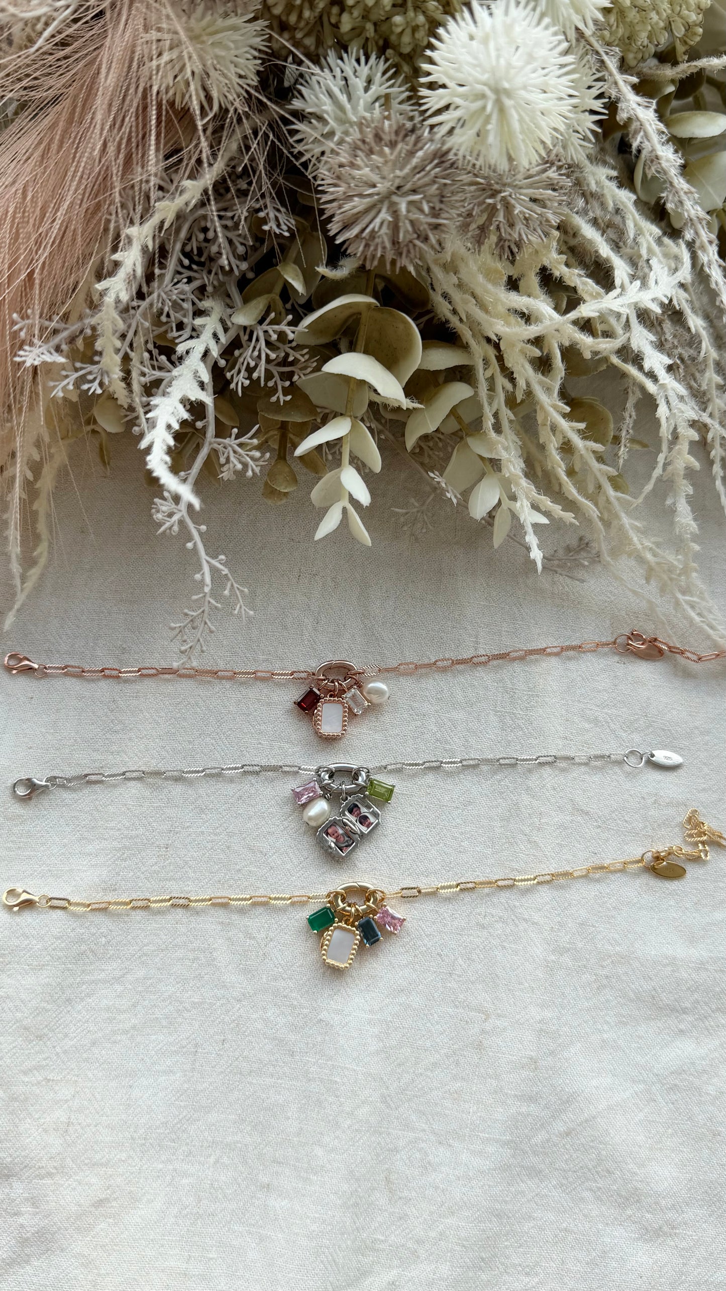 Paperclip Charm Locket Bracelet (Rose Gold Vermeil)