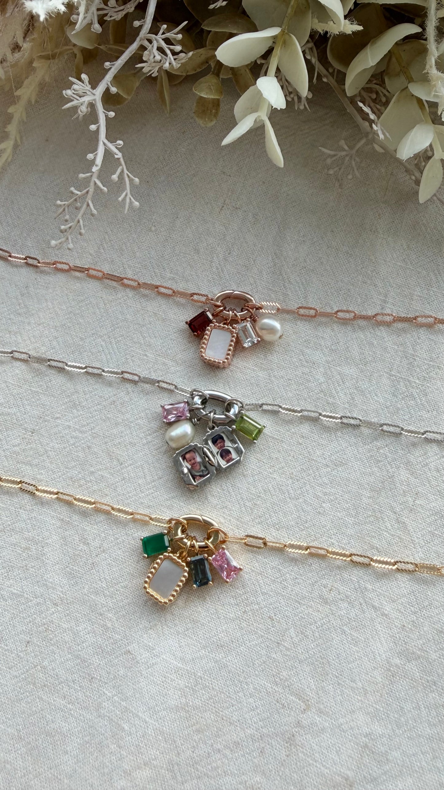 Paperclip Charm Locket Bracelet (Rose Gold Vermeil)