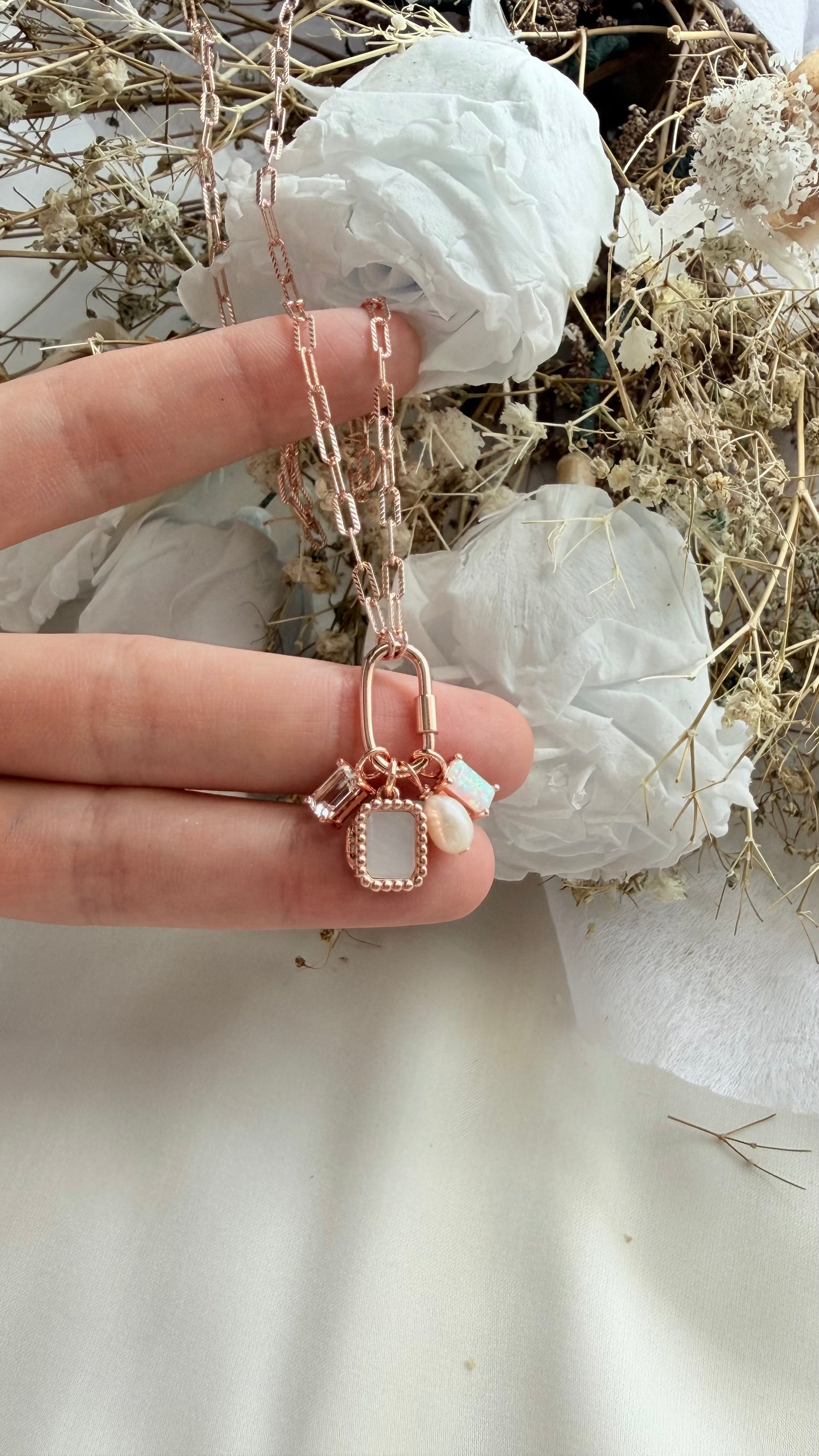 Charm Locket Necklace (Rose Gold Vermeil)