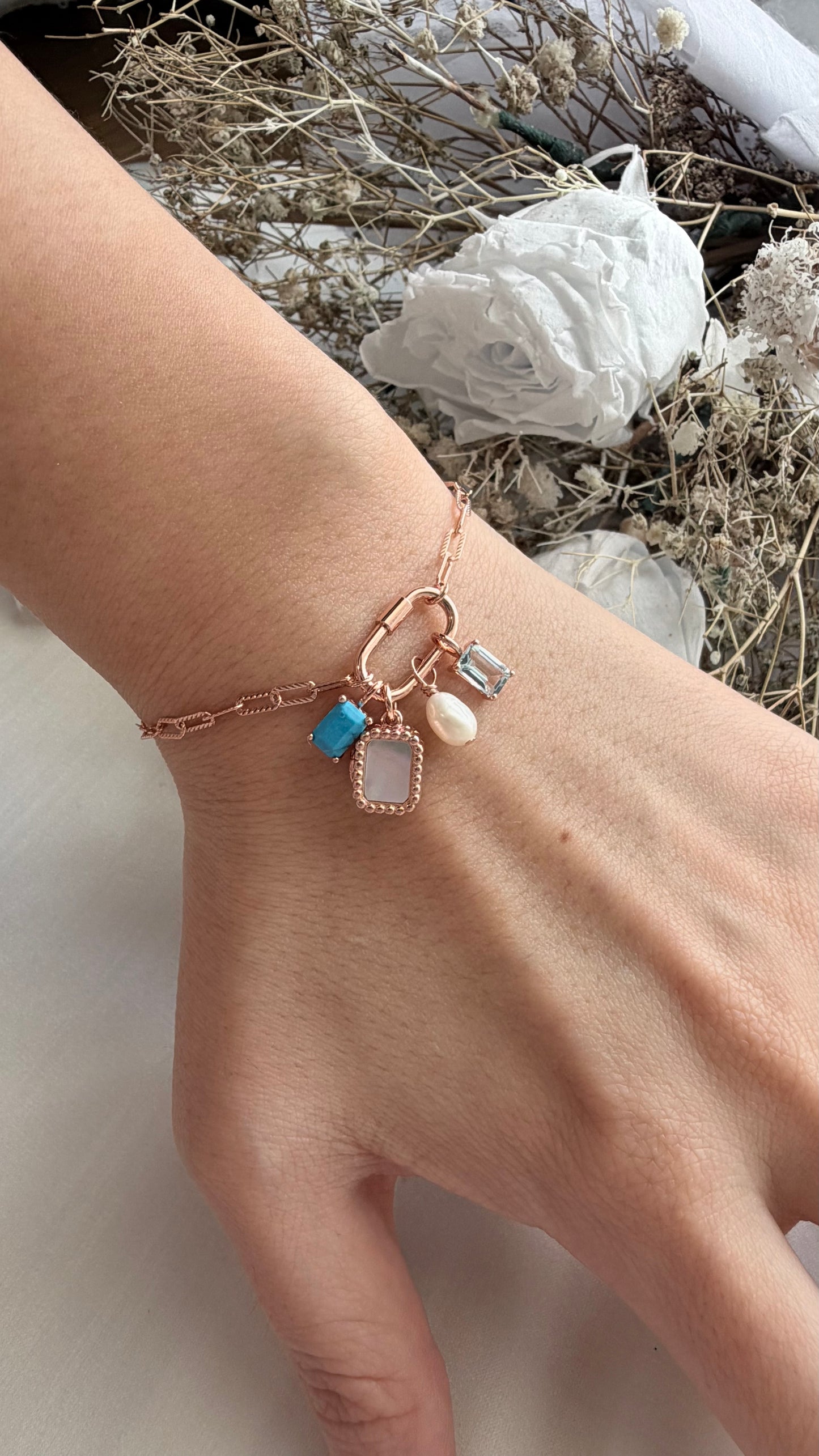 (Backorder) Charm Locket Bracelet (Rose Gold Vermeil)