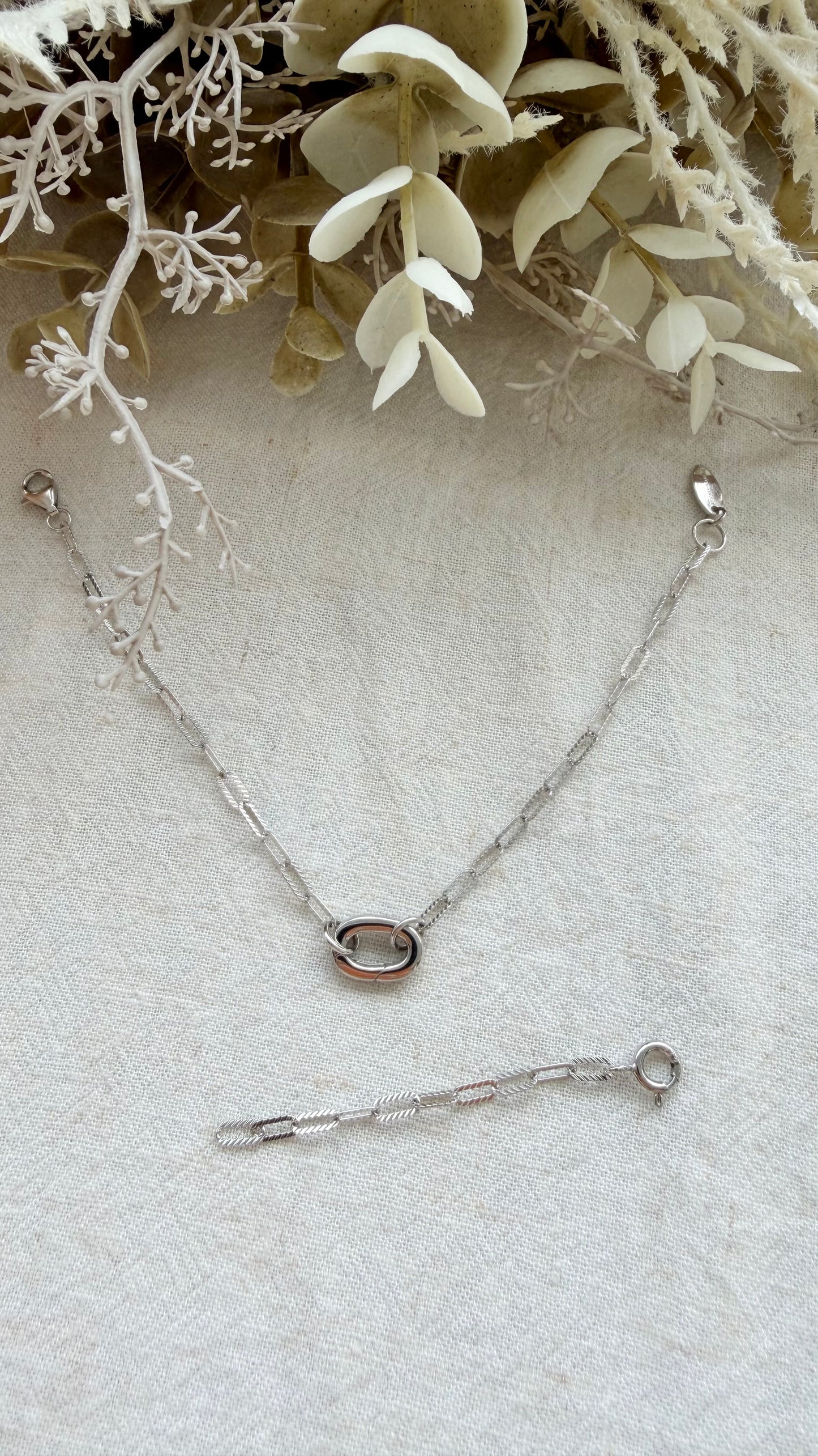 Paperclip Charm Locket Bracelet (Chain Only - Silver)