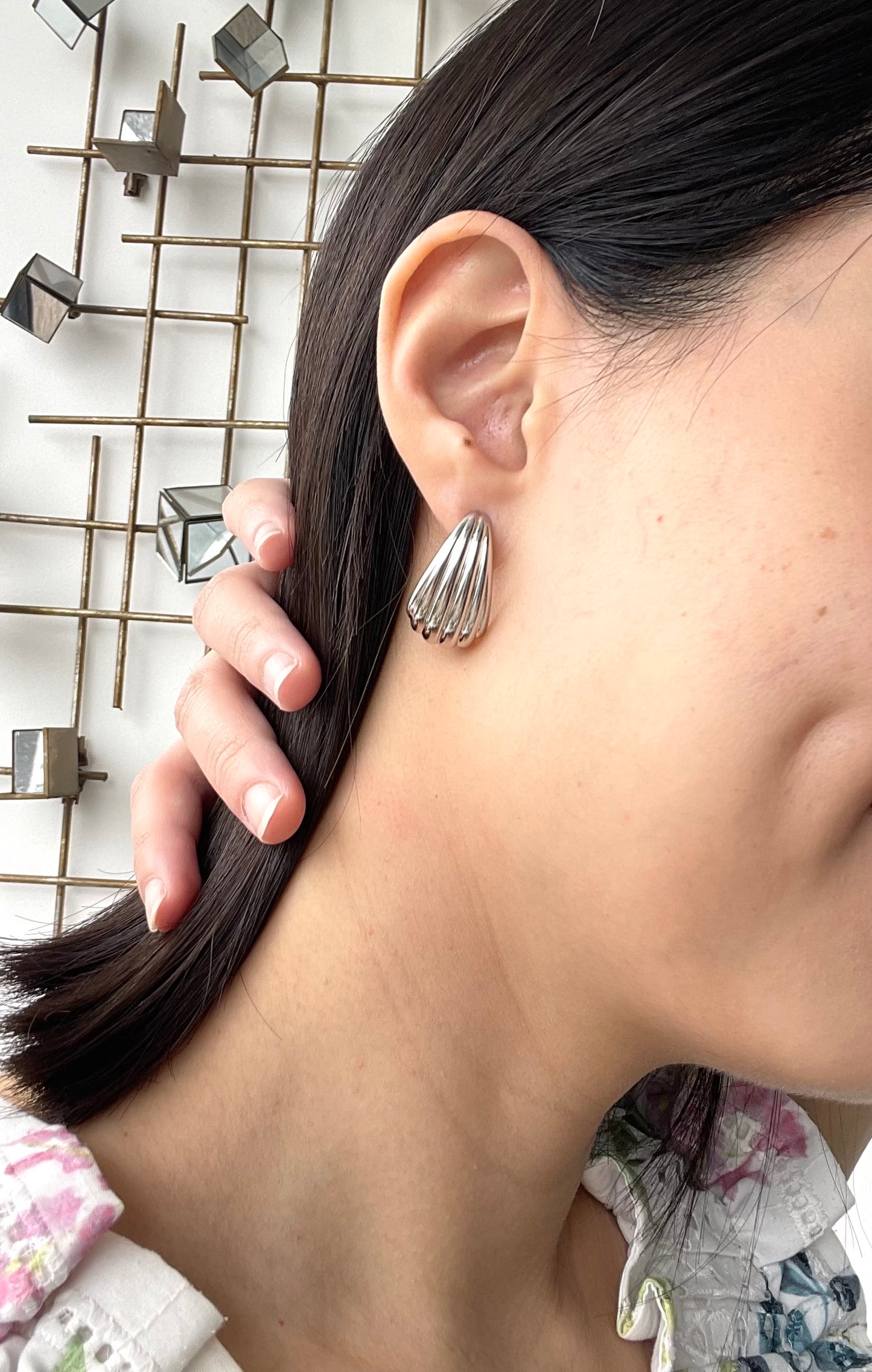 Curved Shell Earrings in Sterling Silver