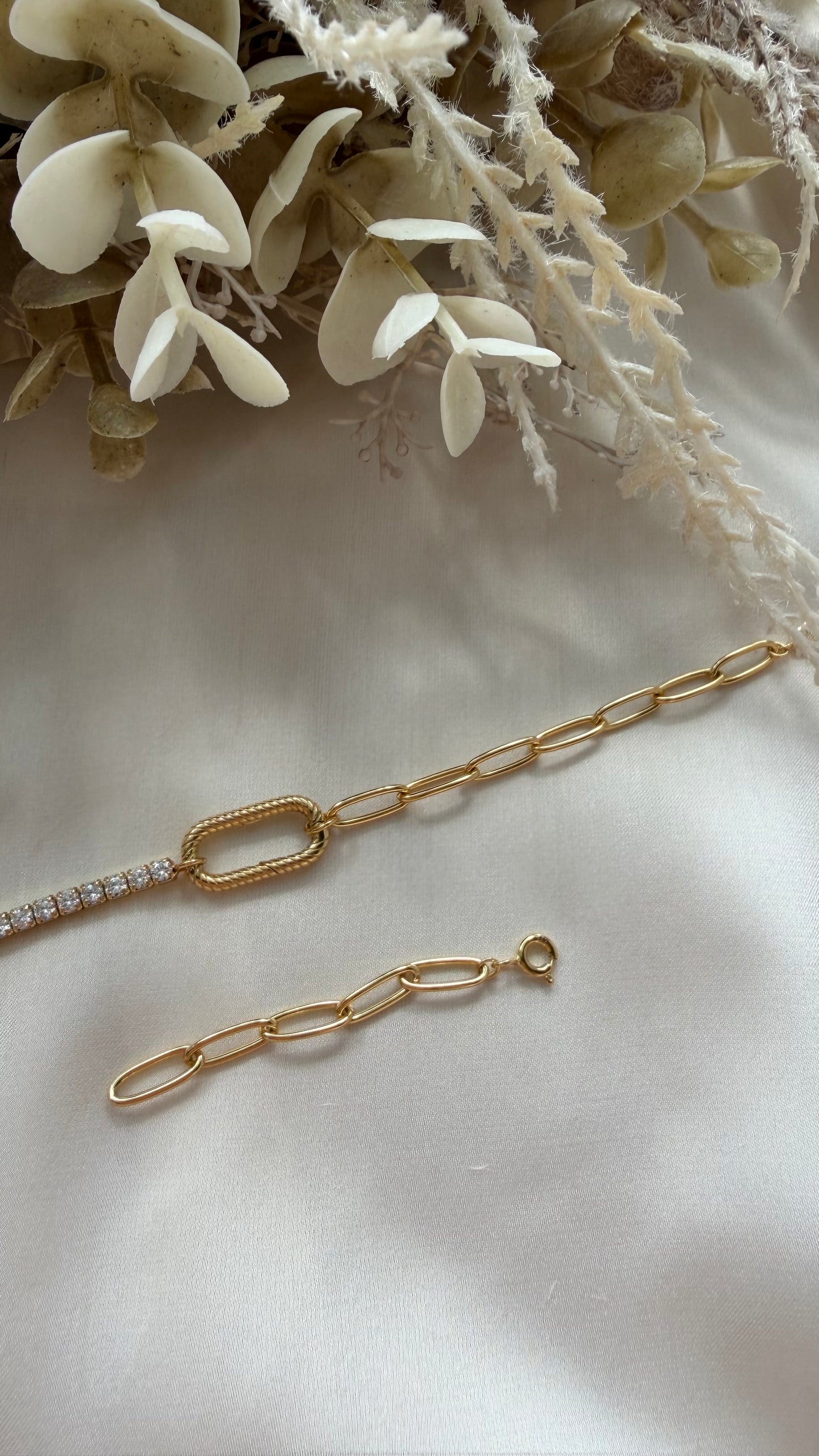 Tennis Paper Clip Charm Locket Bracelet (Chain Only - Gold Vermeil)