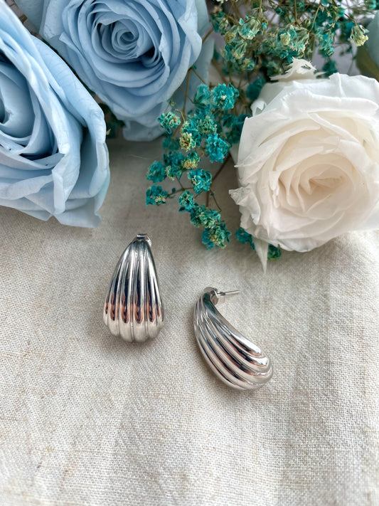 Curved Shell Earrings in Sterling Silver