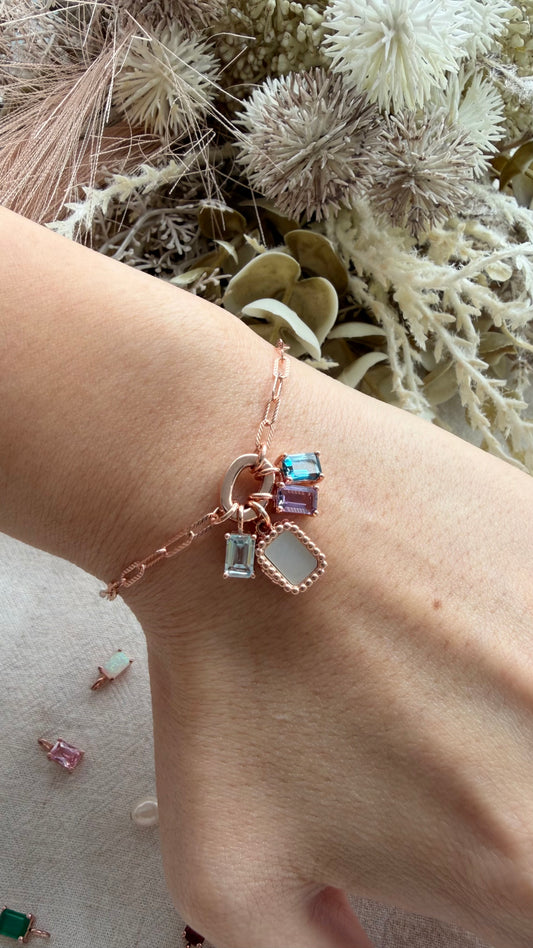 Paperclip Charm Locket Bracelet (Rose Gold Vermeil)