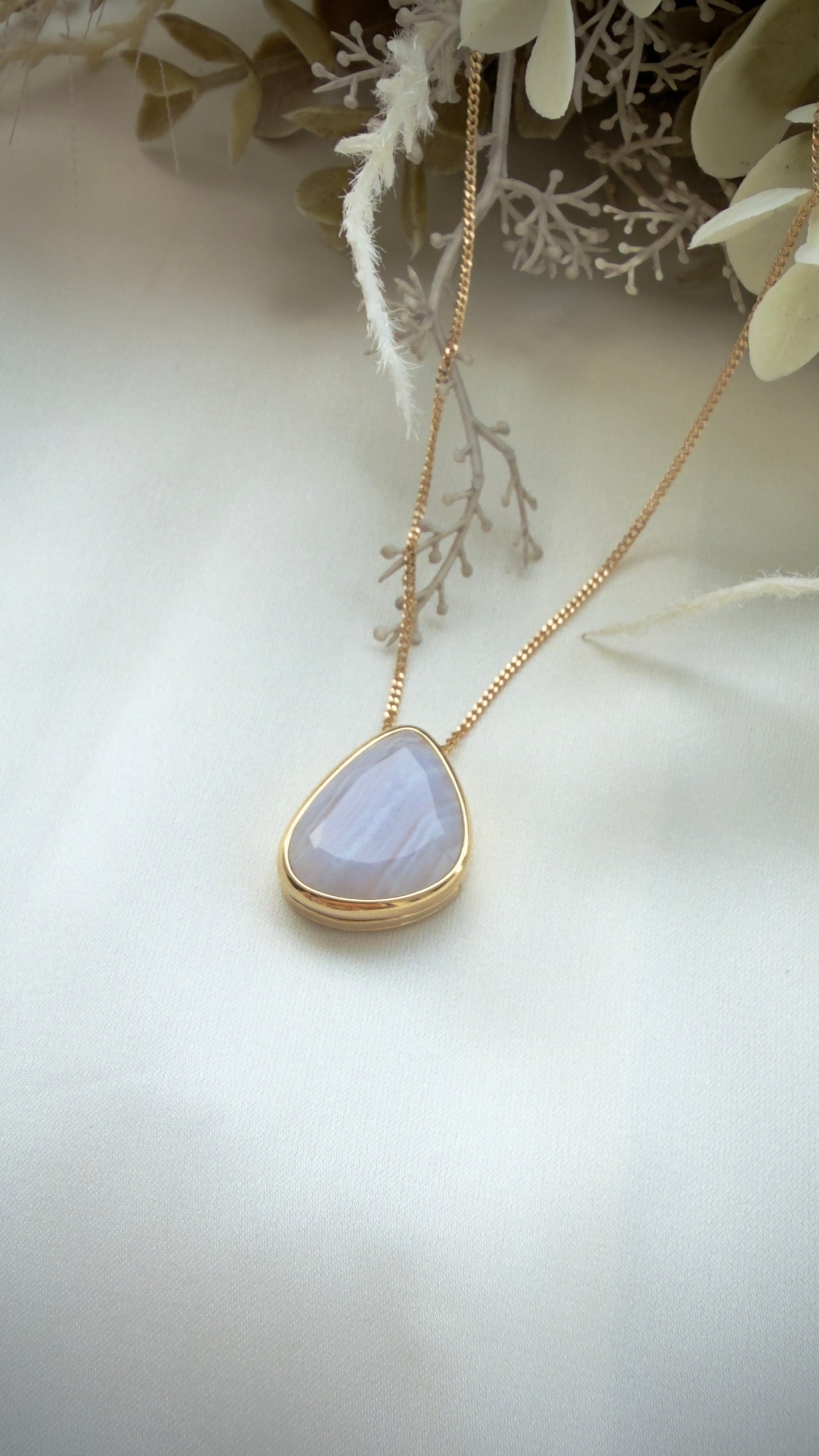 Blue Lace Agate Statement Sliding Locket