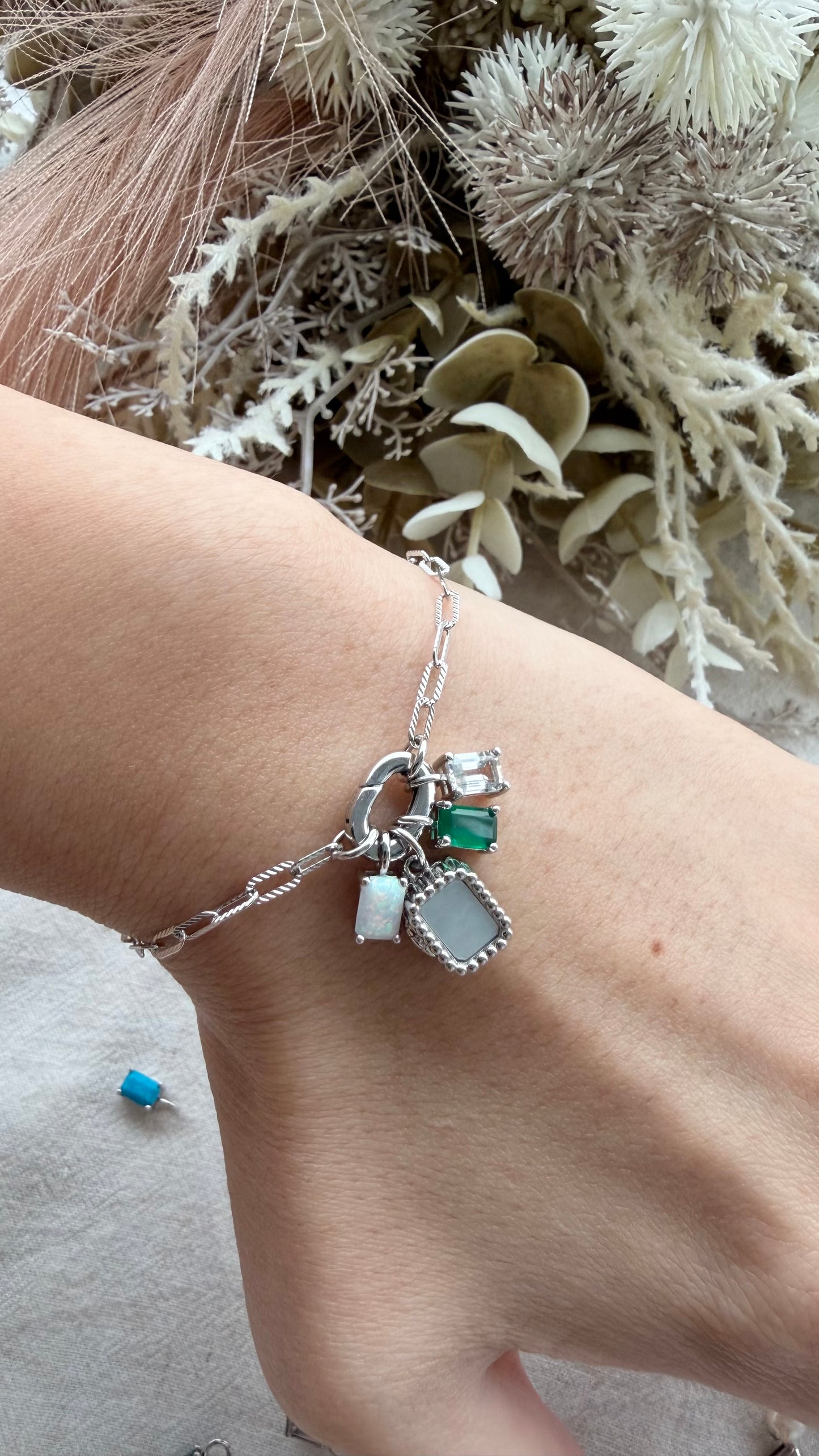 Paperclip Charm Locket Bracelet (Silver)