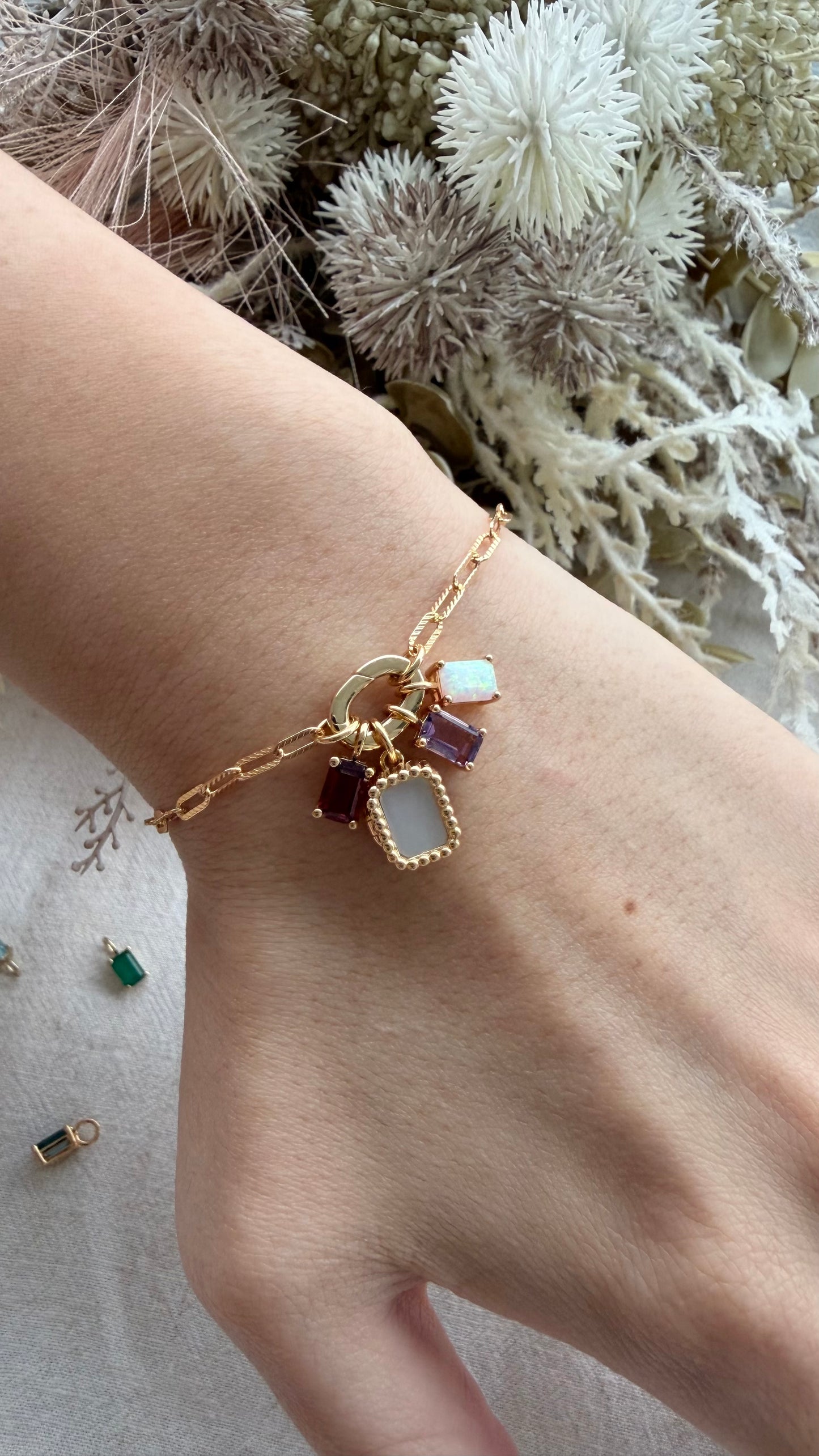 Paperclip Charm Locket Bracelet (Gold Vermeil)