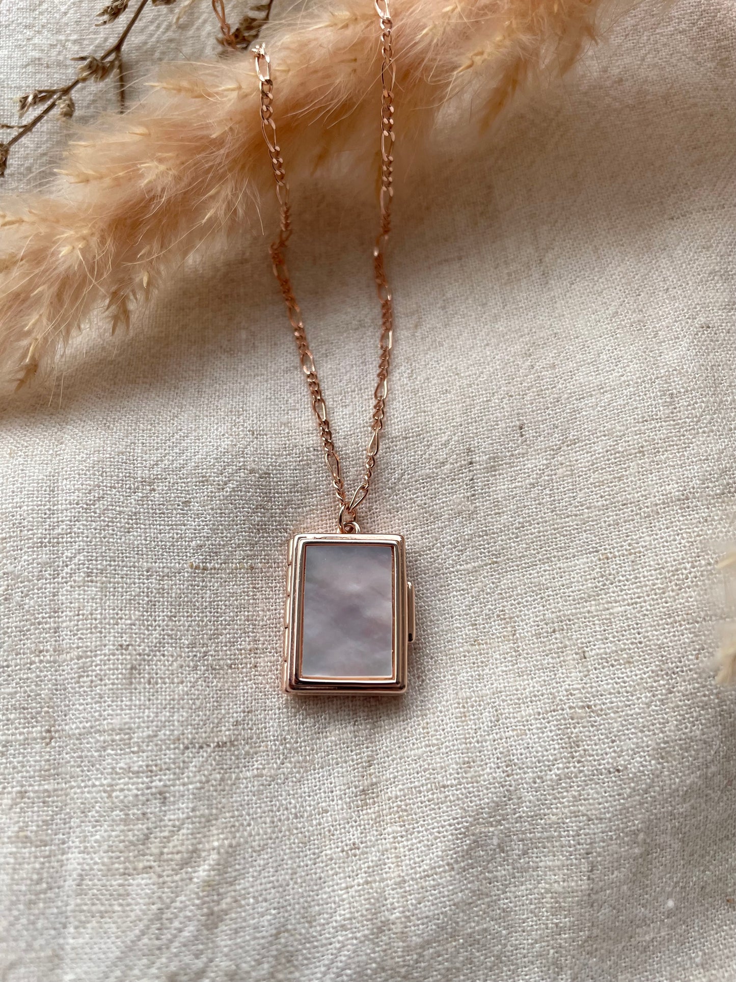 Mother Of Pearl Locket in Rose Gold Vermeil