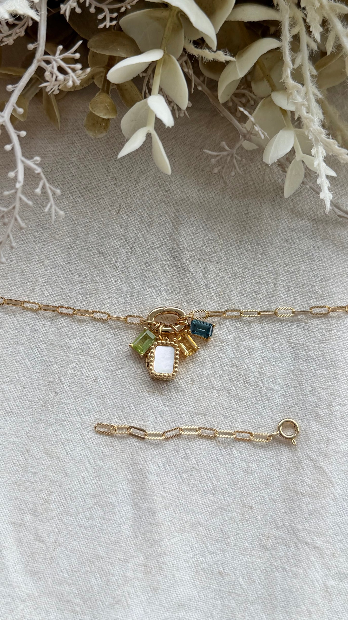 Paperclip Charm Locket Bracelet (Gold Vermeil)