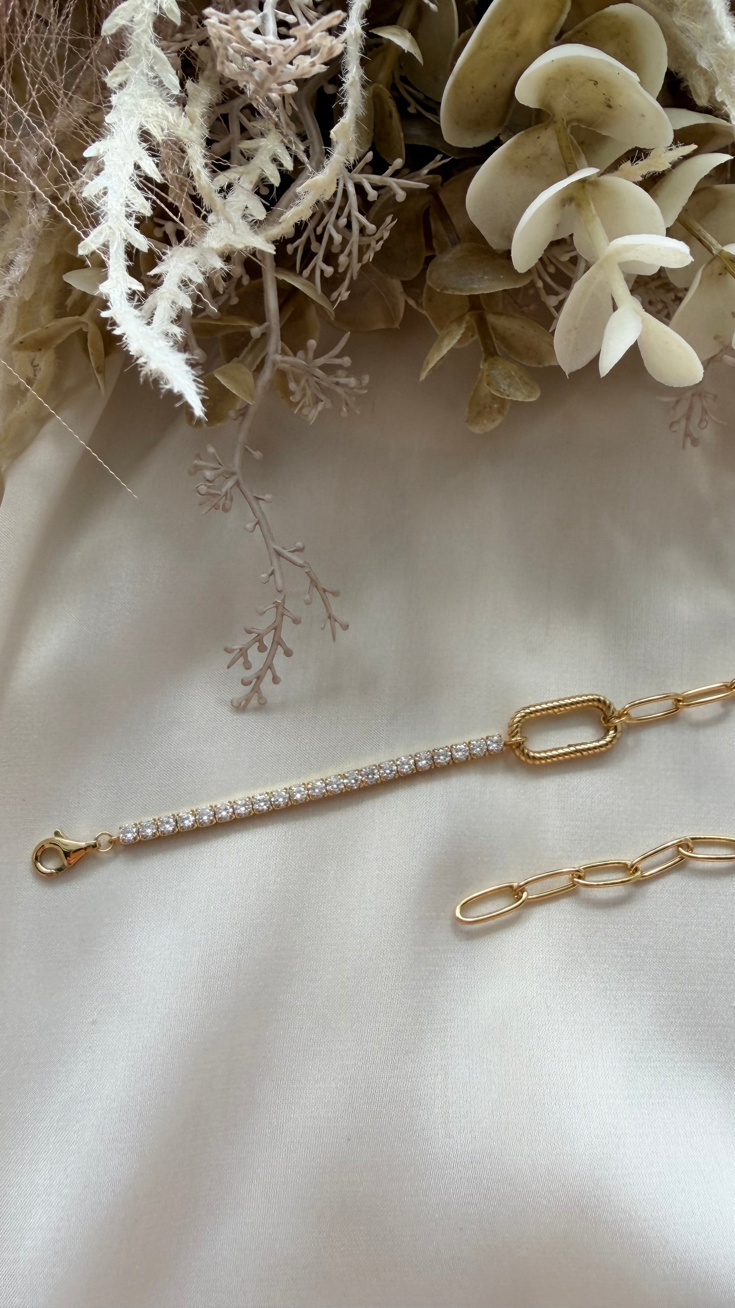 Tennis Paper Clip Charm Locket Bracelet (Chain Only - Gold Vermeil)