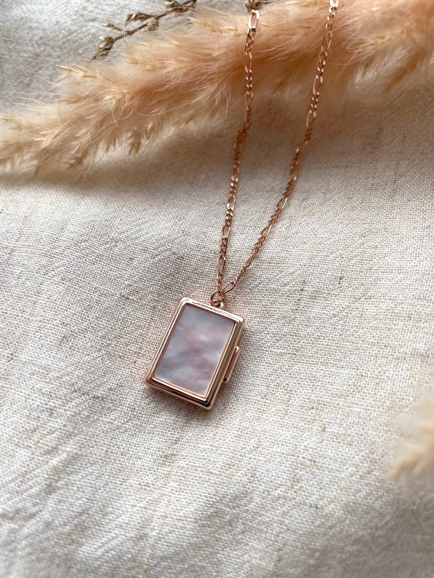 Mother Of Pearl Locket in Rose Gold Vermeil