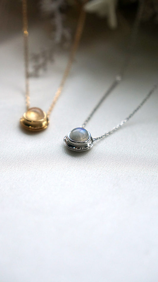 Blue Moonstone Circle Locket