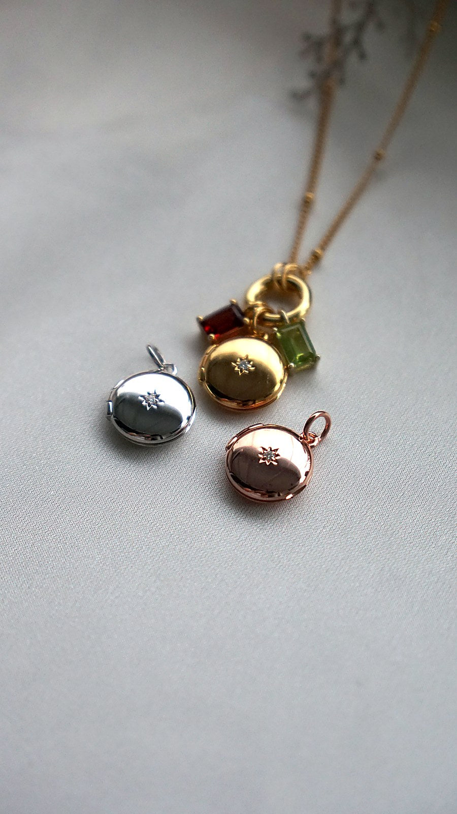 Circle Locket with Moissanite Charm