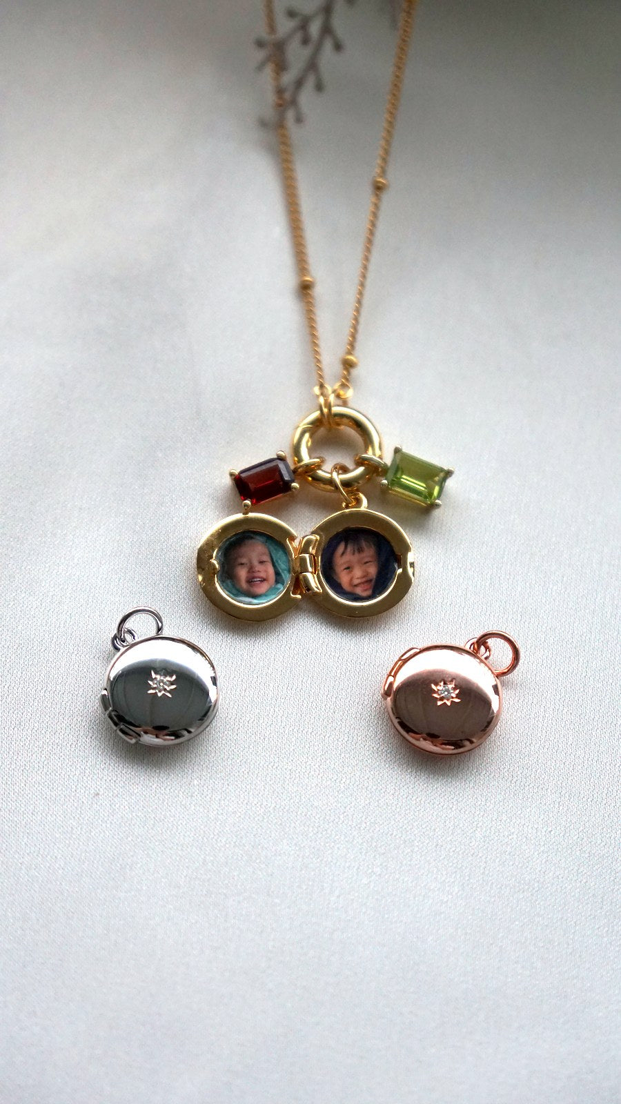 Circle Locket with Moissanite Charm