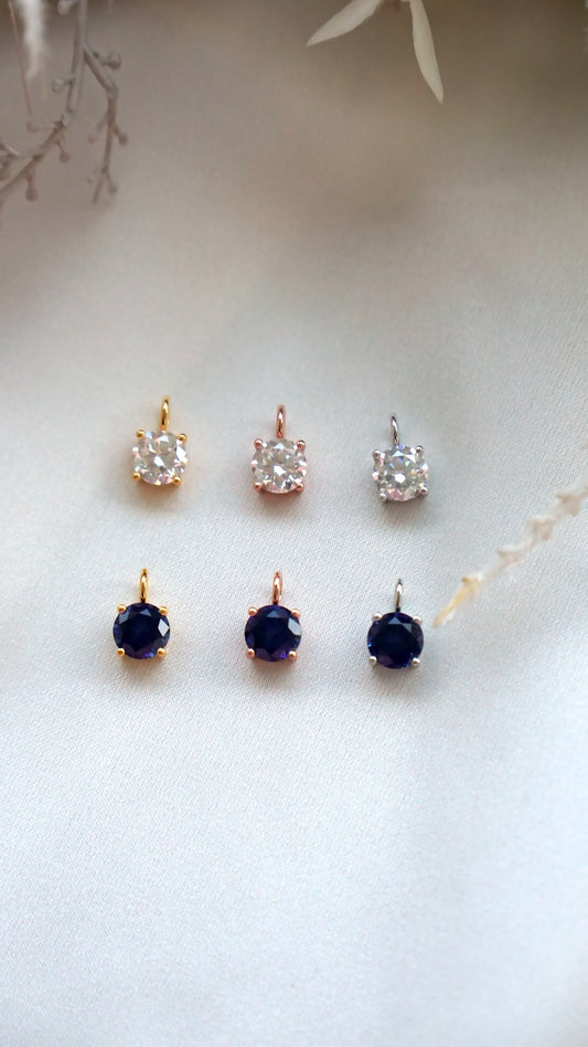 Round Cut Labgrown Gemstone Charm