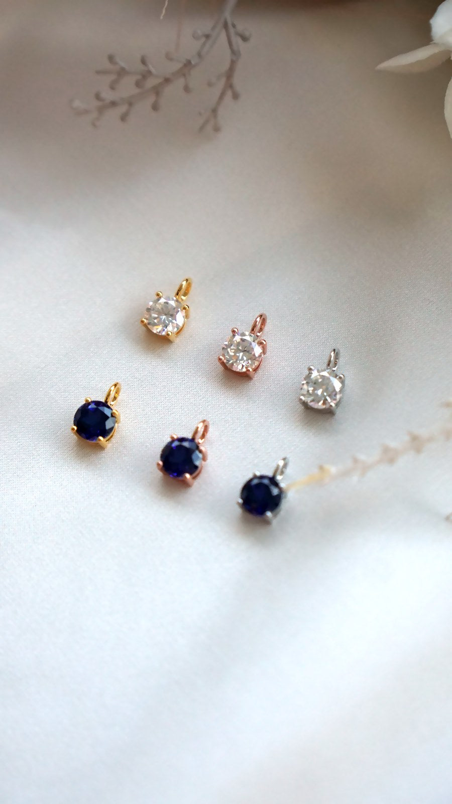 Round Cut Labgrown Gemstone Charm