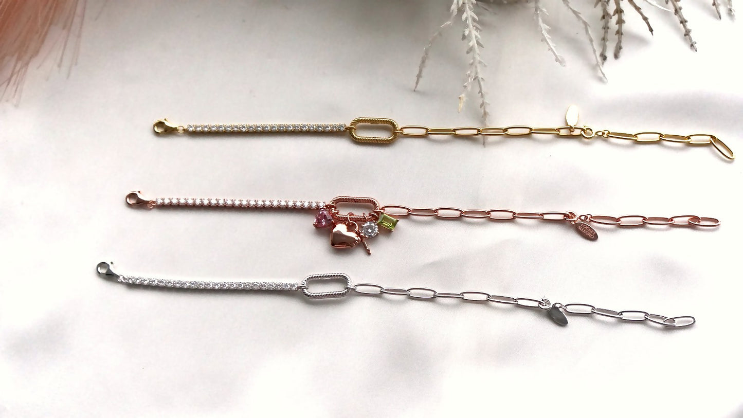 Tennis Paper Clip Charm Bracelet Chain