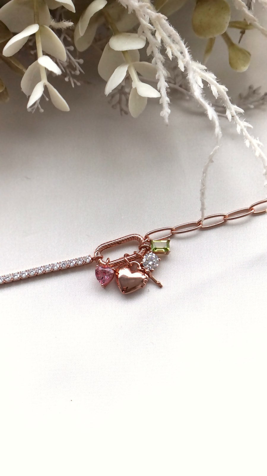 Tennis Paper Clip Charm Bracelet Chain