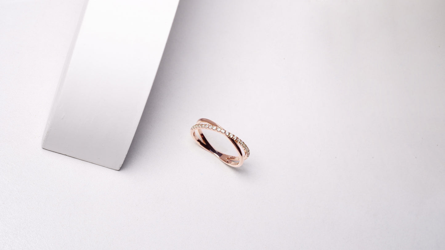 (Instock) 18K Diamond Cross Ring