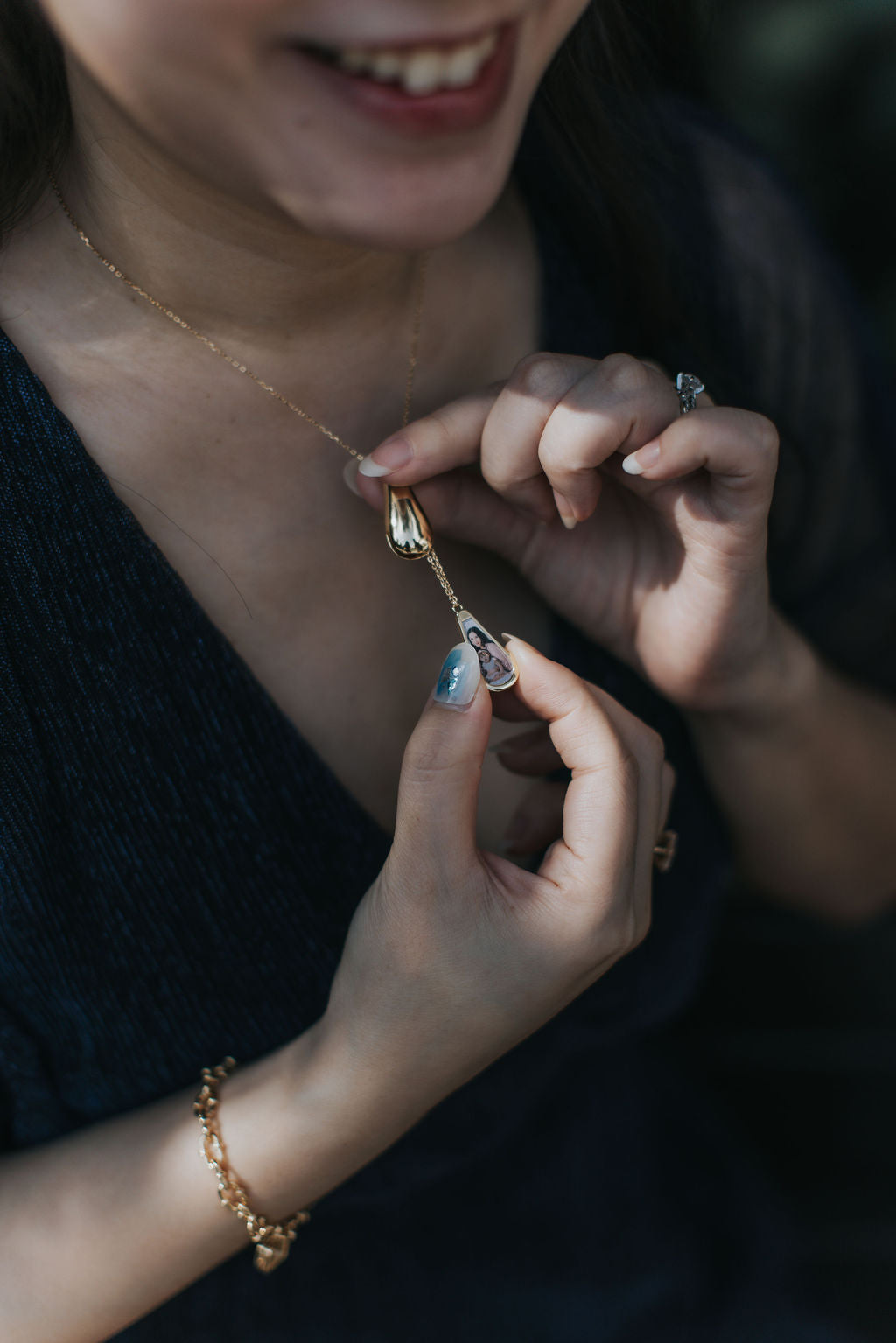 Sliding Teardrop Locket in Gold Vermeil