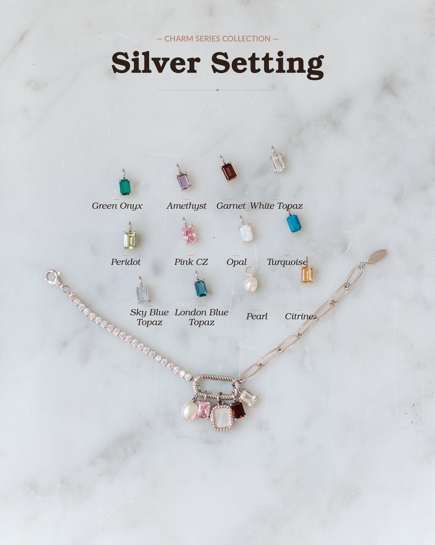 Emerald Cut Birthstone Charm